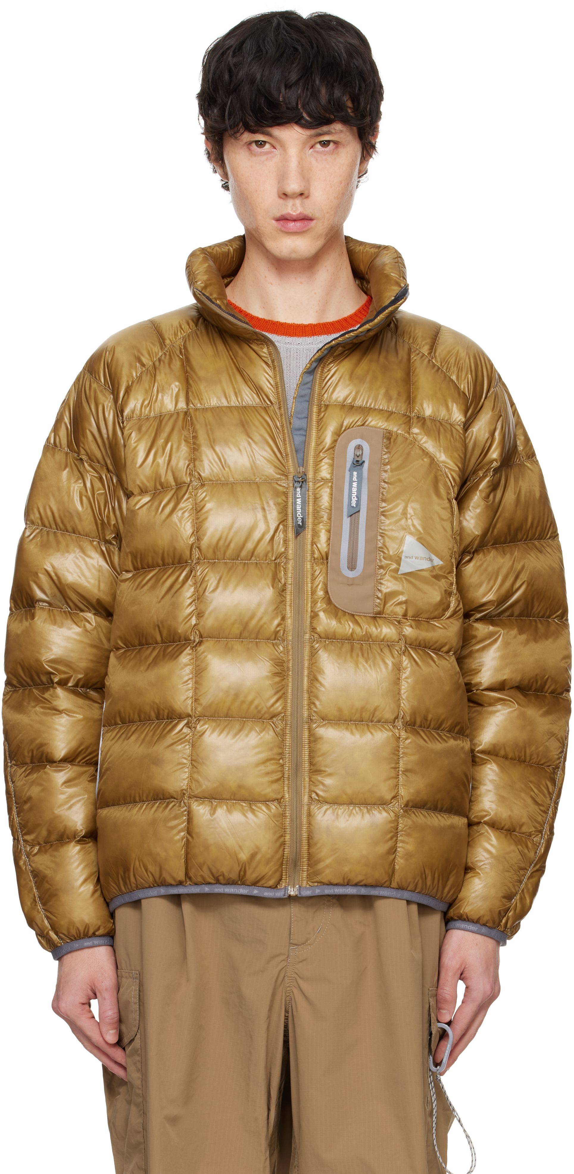 Shop And Wander Brown Diamond Stitch Down Jacket In Camel190