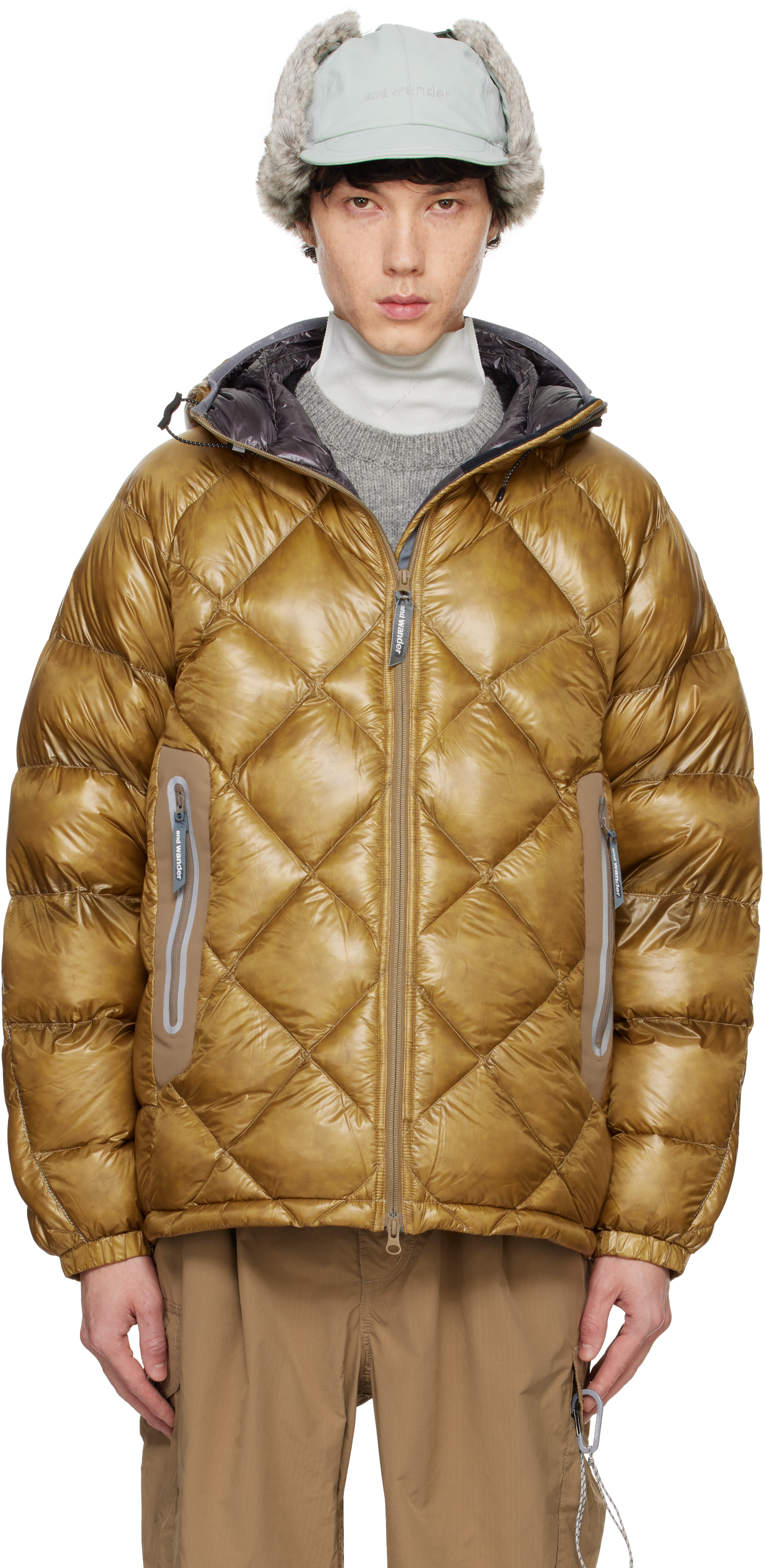 Shop And Wander Brown Diamond Stitch Down Jacket In Camel190