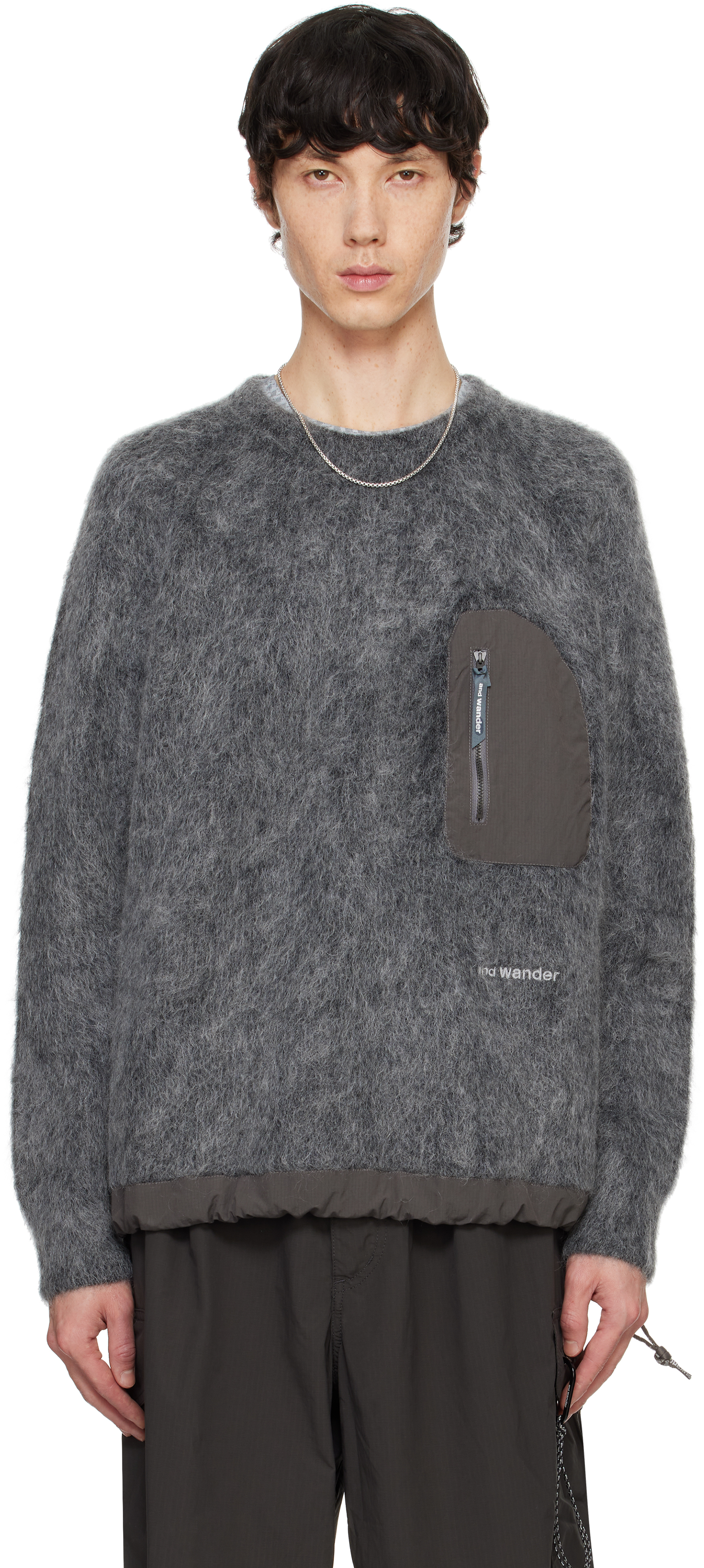 Gray Mohair Wool Sweater by and wander on Sale