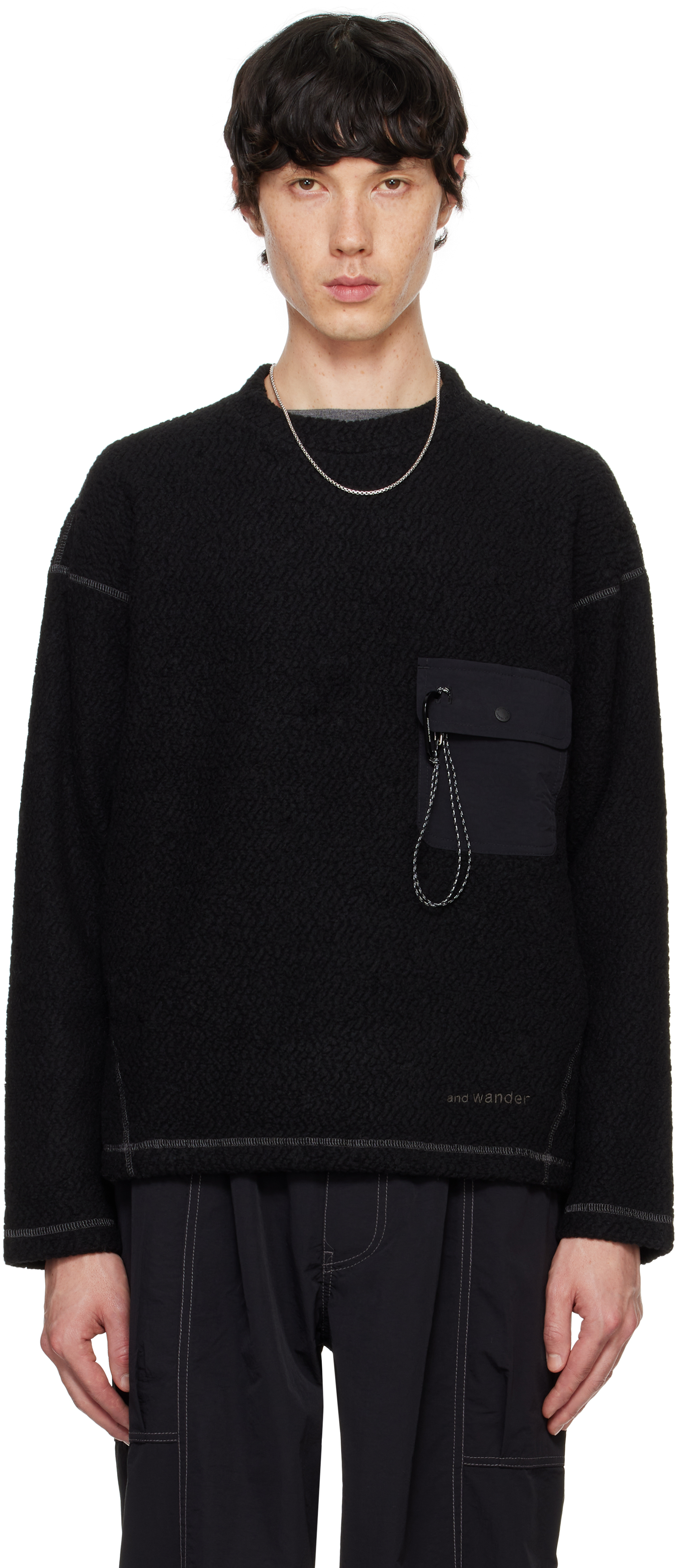 Black Re Wool JQ Crewneck Sweater