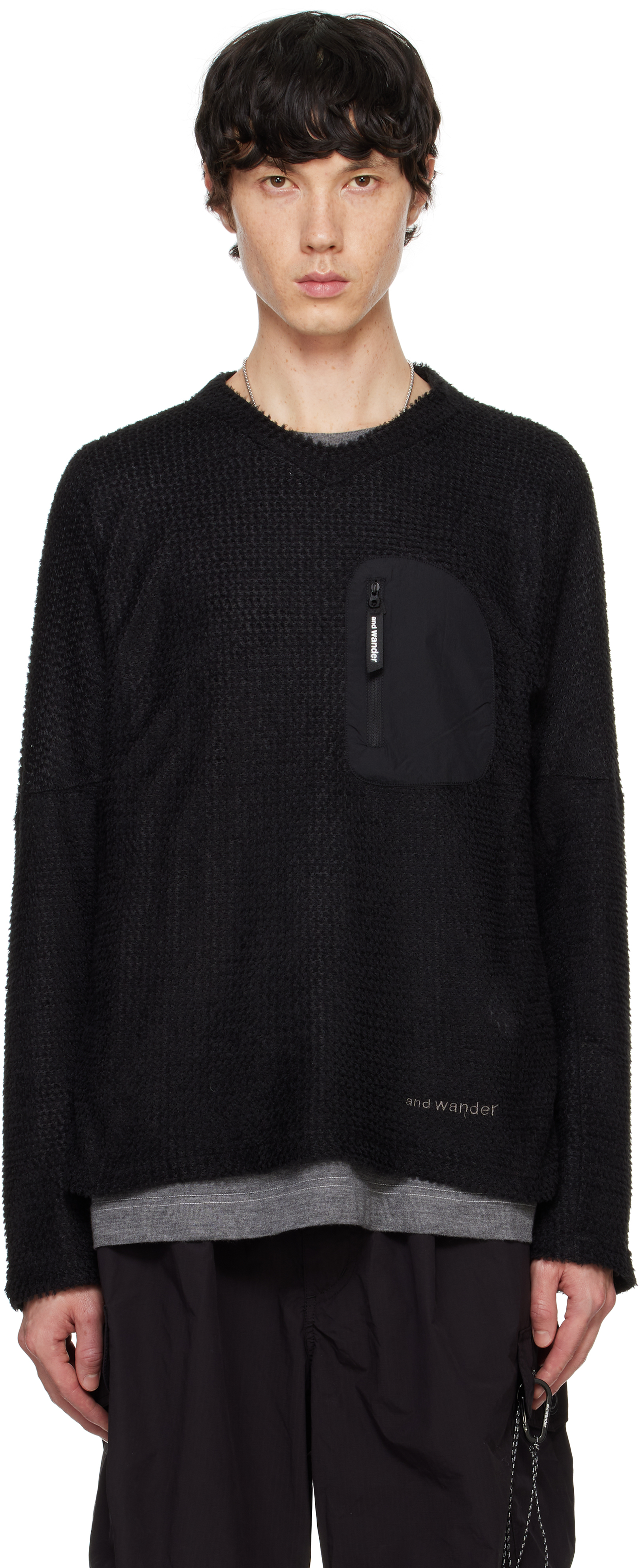 and wander: Black Alpha Direct Sweatshirt | SSENSE
