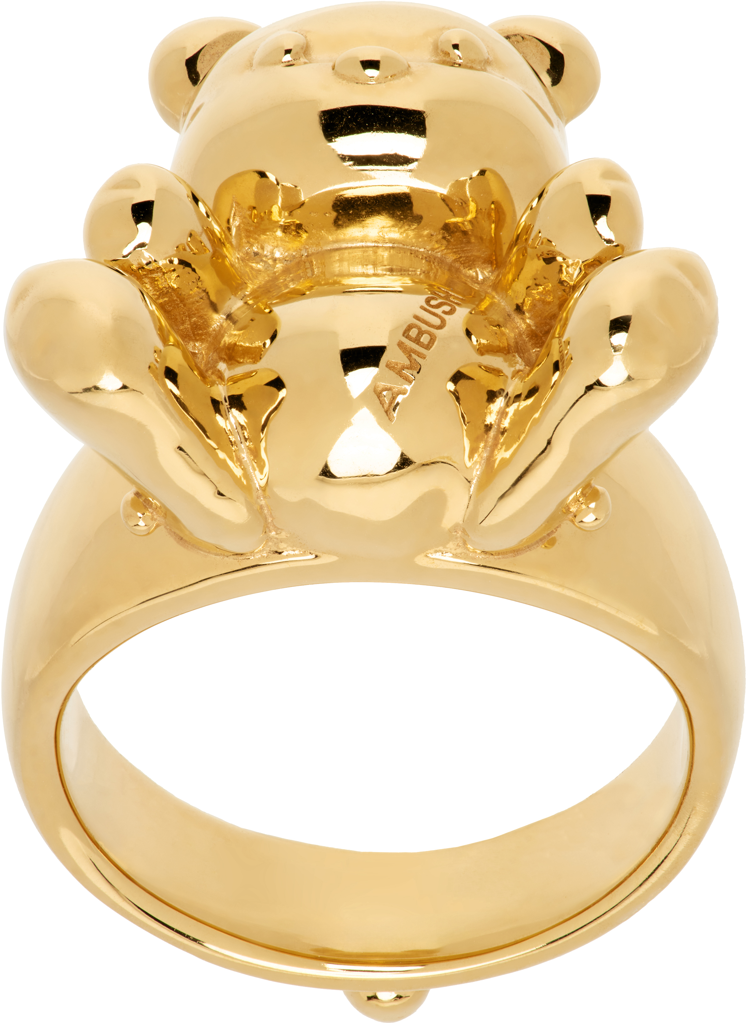 Gold Inflated Teddy Bear Ring