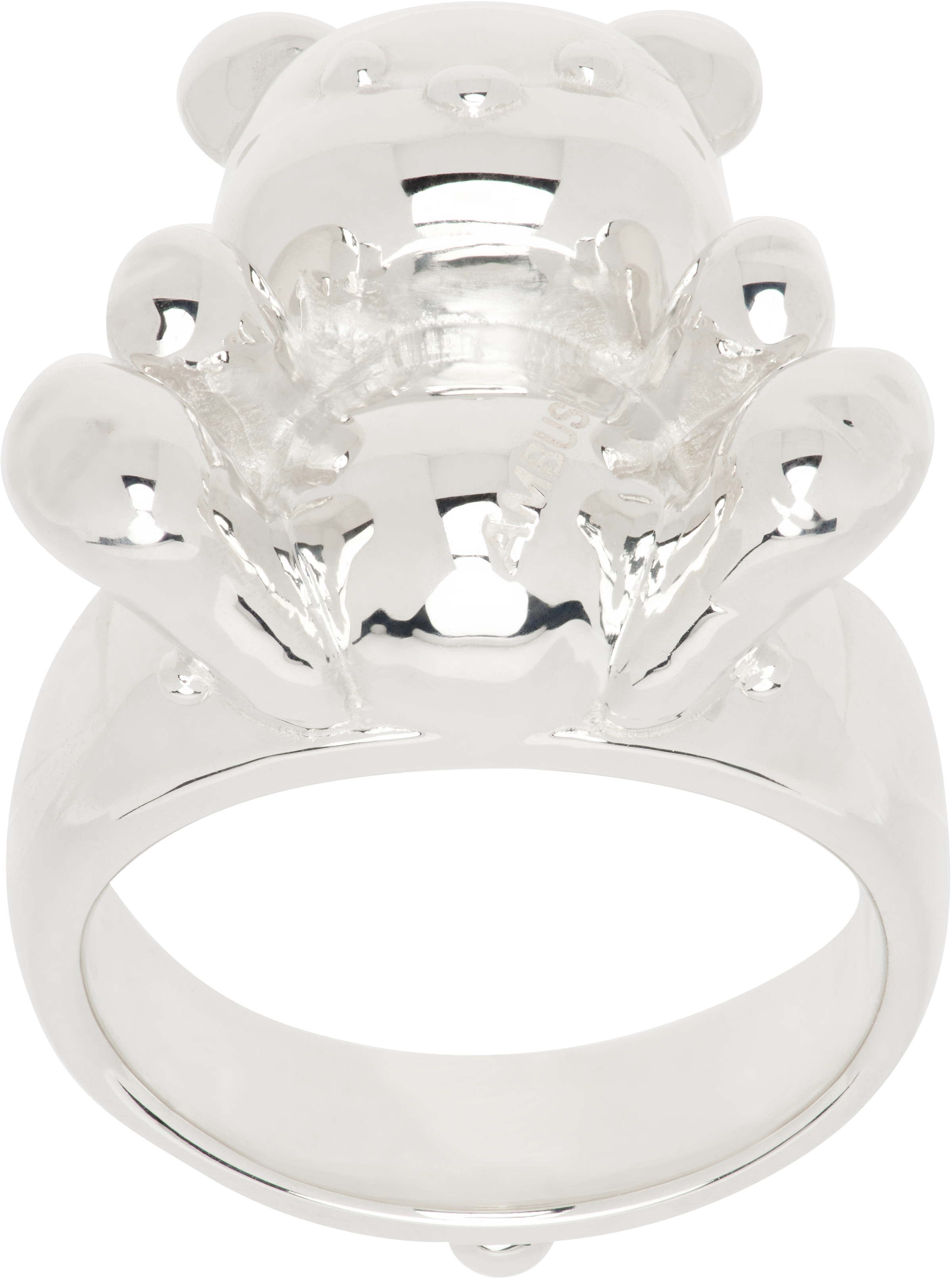 Silver Inflated Teddy Bear Ring