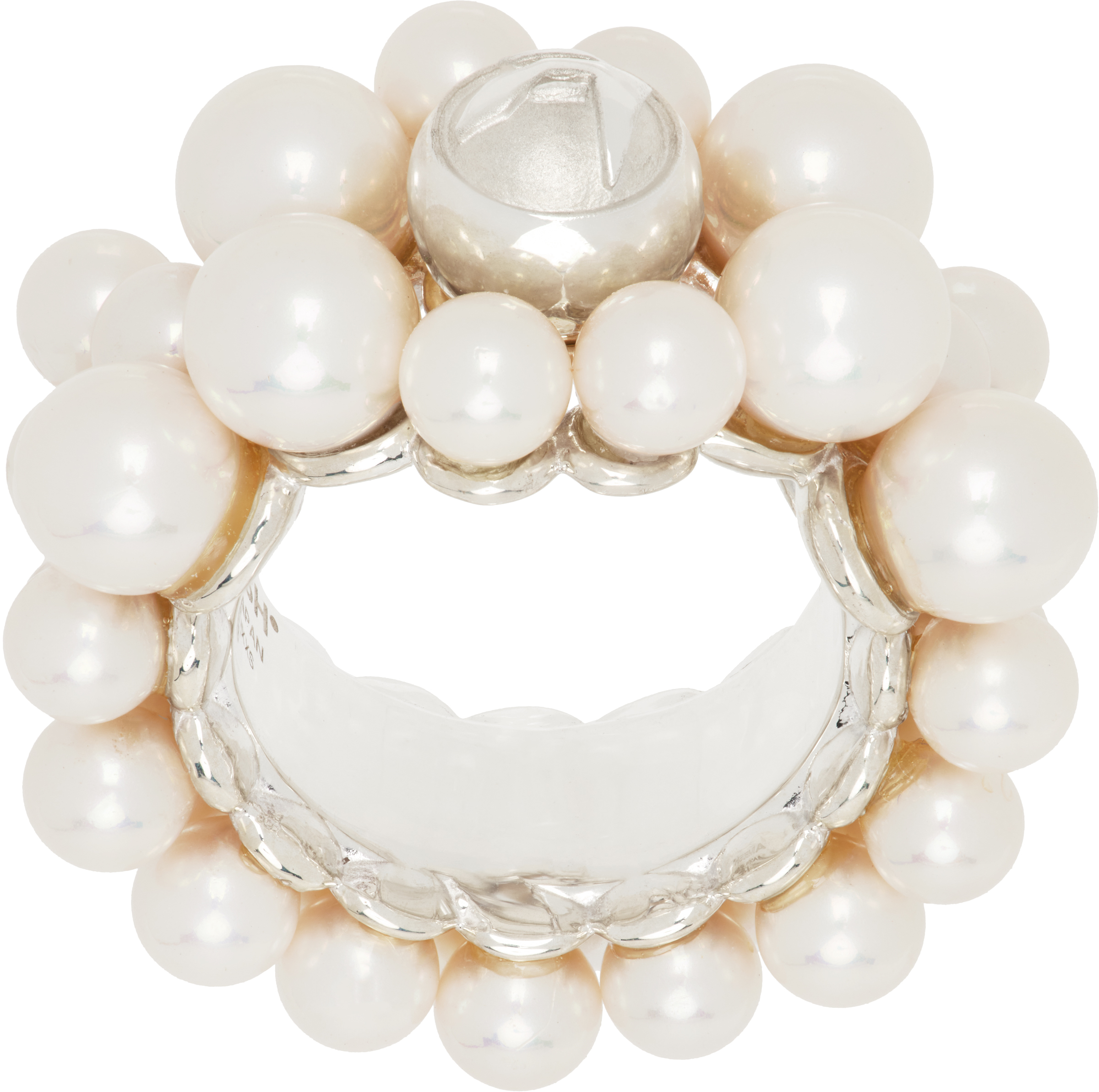 White & Silver Pearl Mix Ring