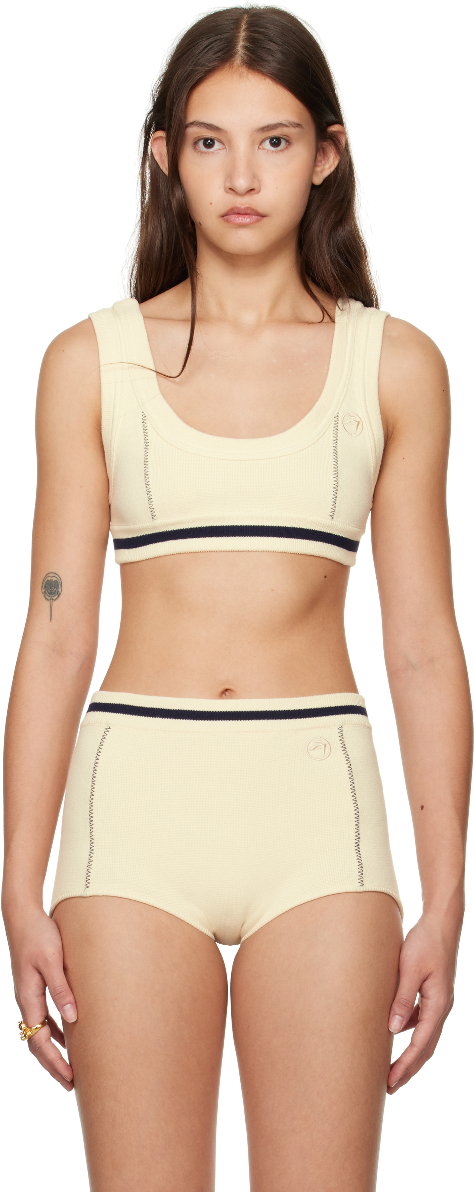 Off-White Contrast Stitch Bra Top