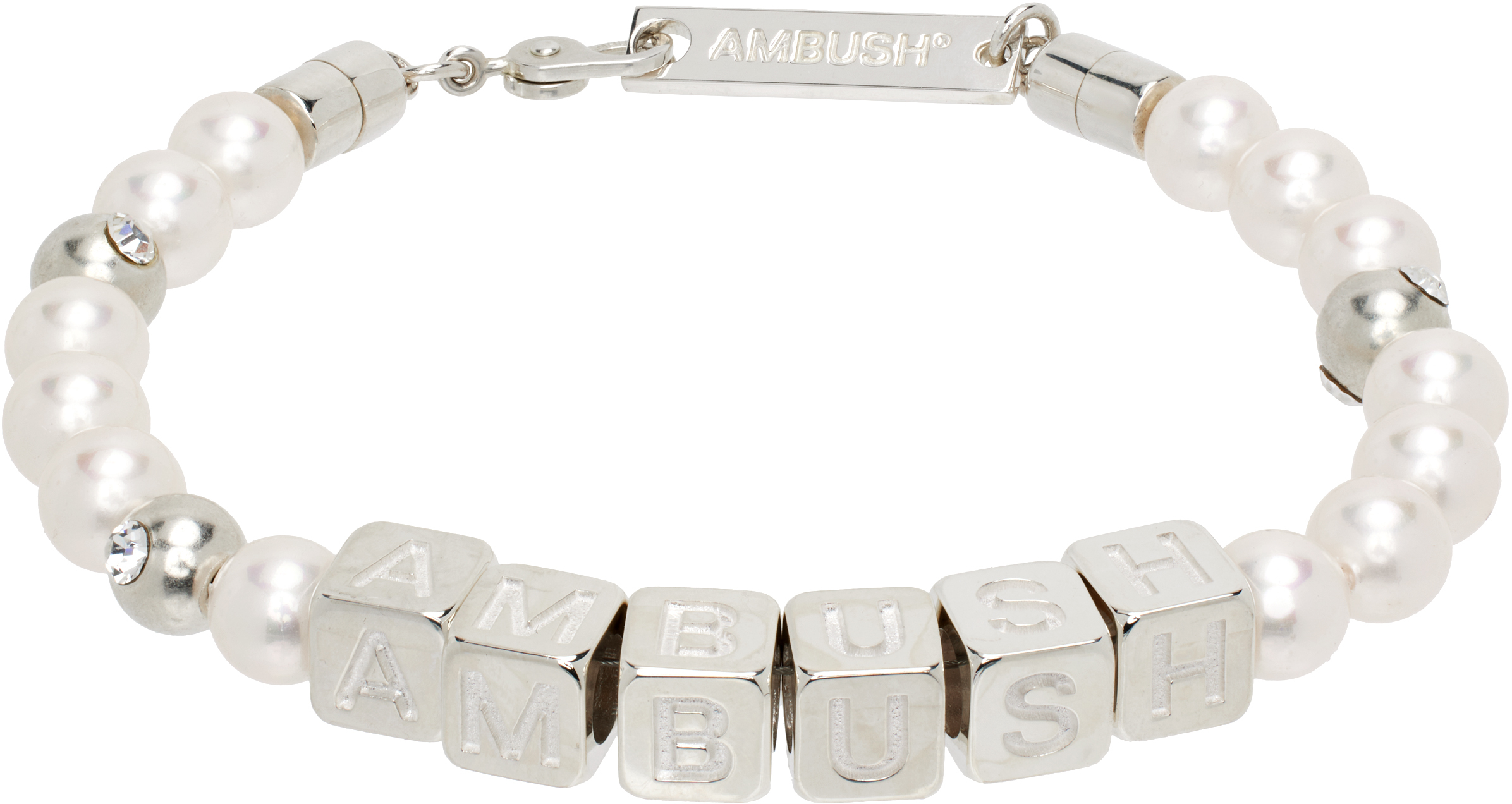 White Pearl Letterblock Bracelet