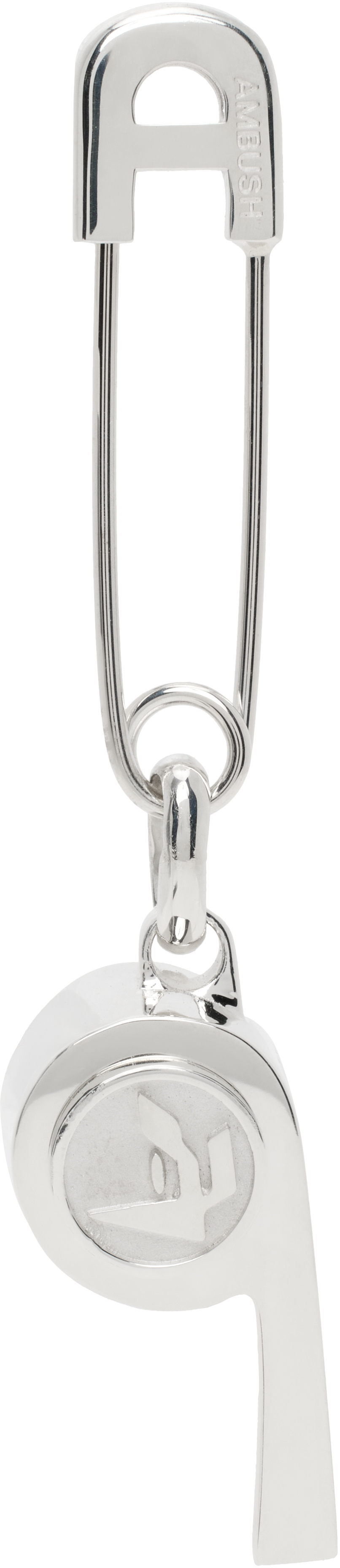 Silver AMB Whistle Charm Single Earring