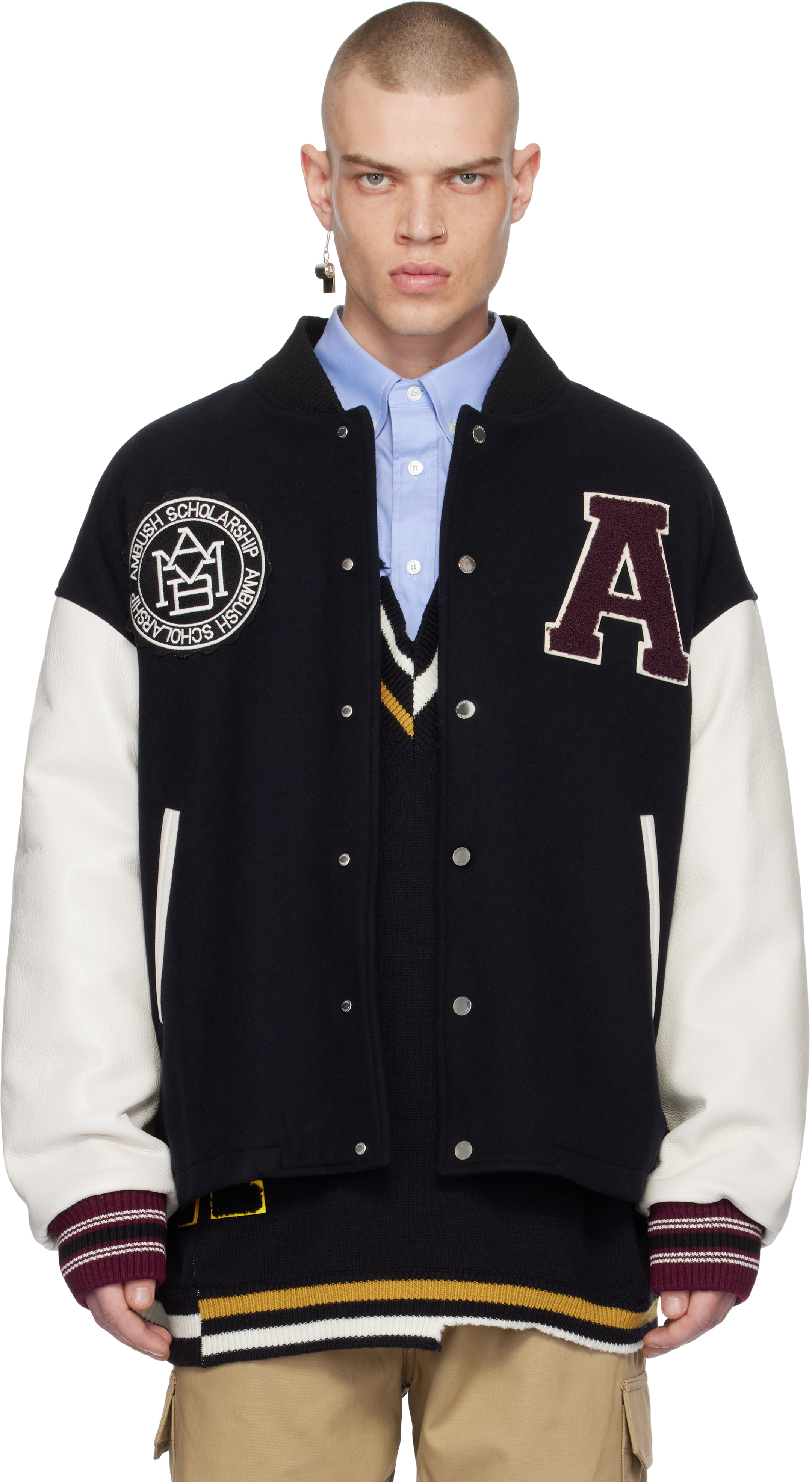 Navy Stadium Bomber Jacket