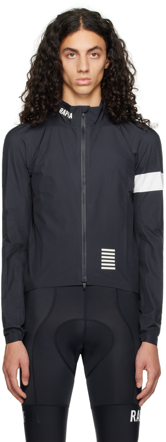 Shop Rapha Navy Pro Team Rain Jacket In Dnw Dark Navy/white