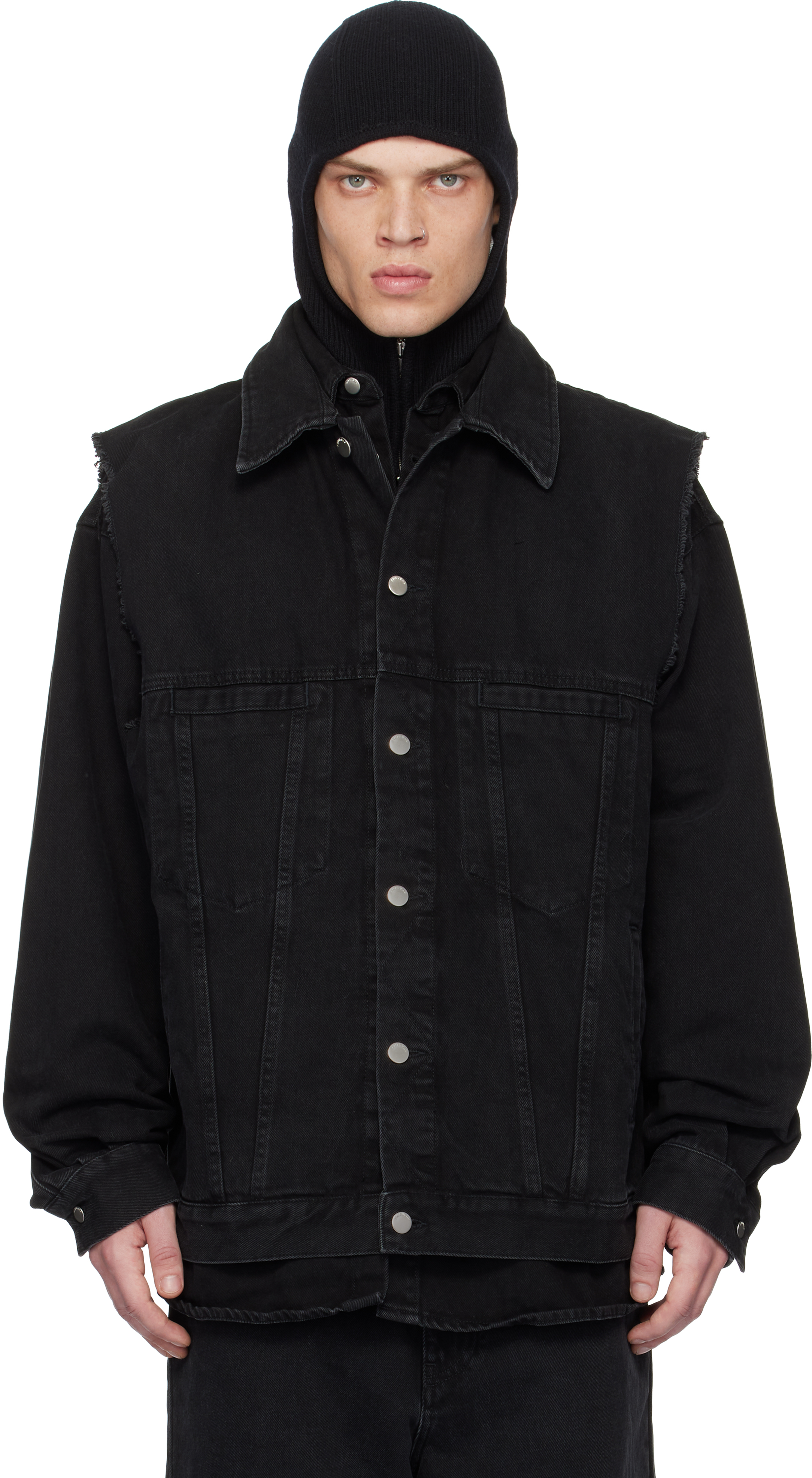 Black Layered Denim Jacket