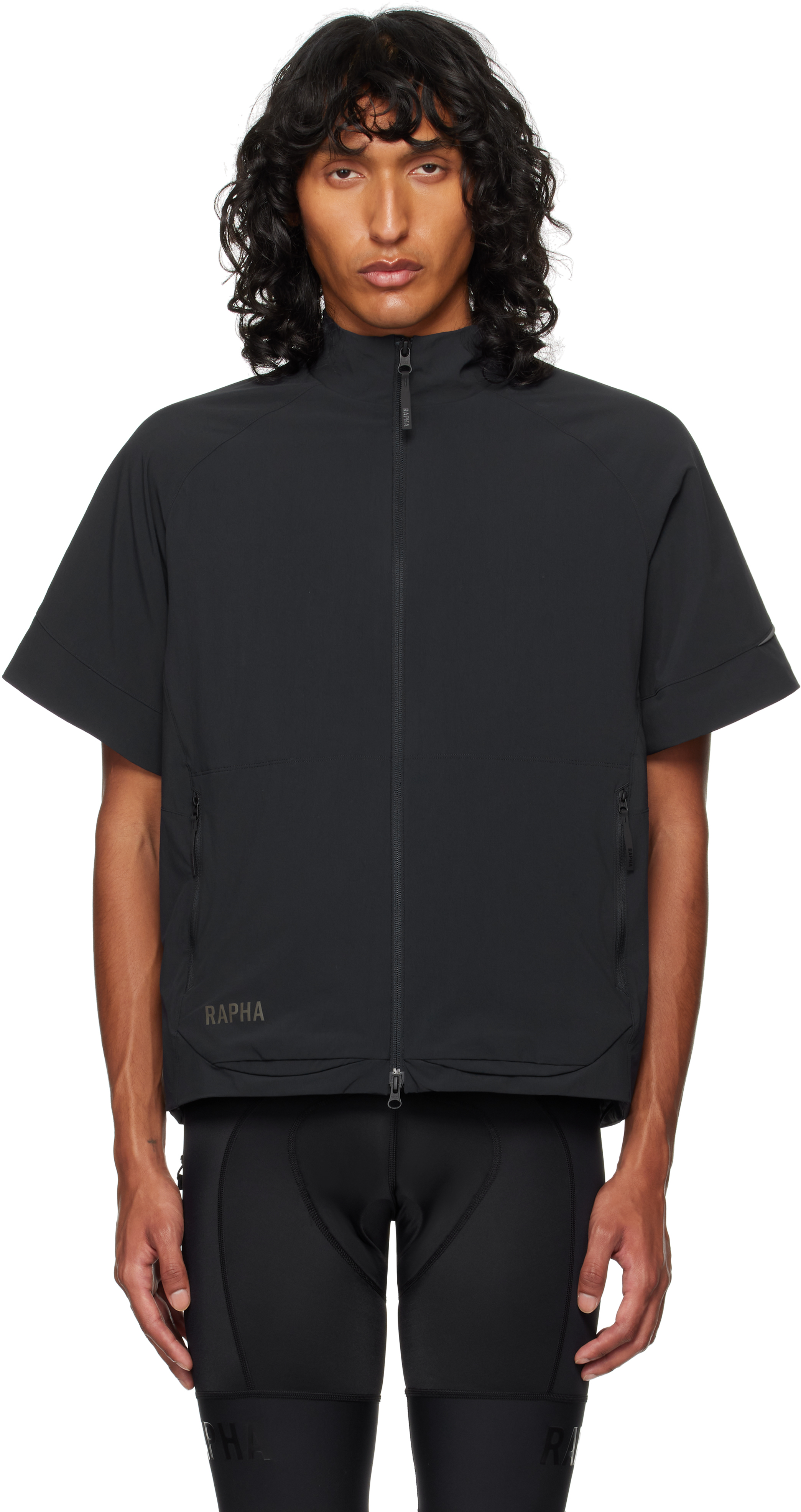 Black Insulated Short Sleeve Jersey Jacket