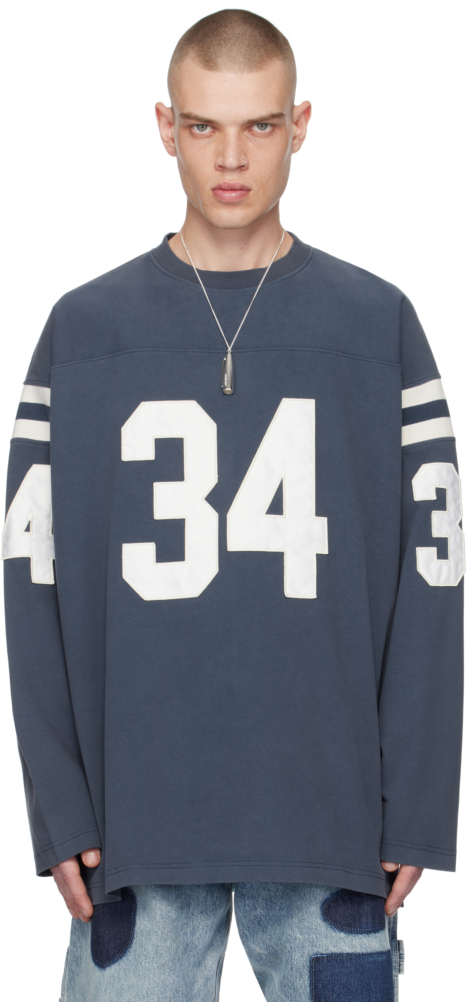AMBUSH: Navy Football L-S T-shirt | SSENSE UK