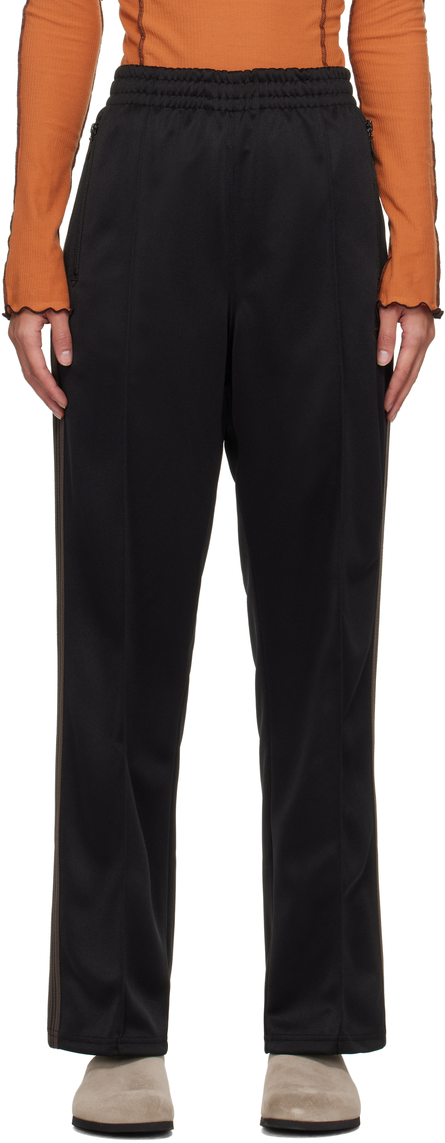 Shop Needles Black Embroidered Track Pants In C-black