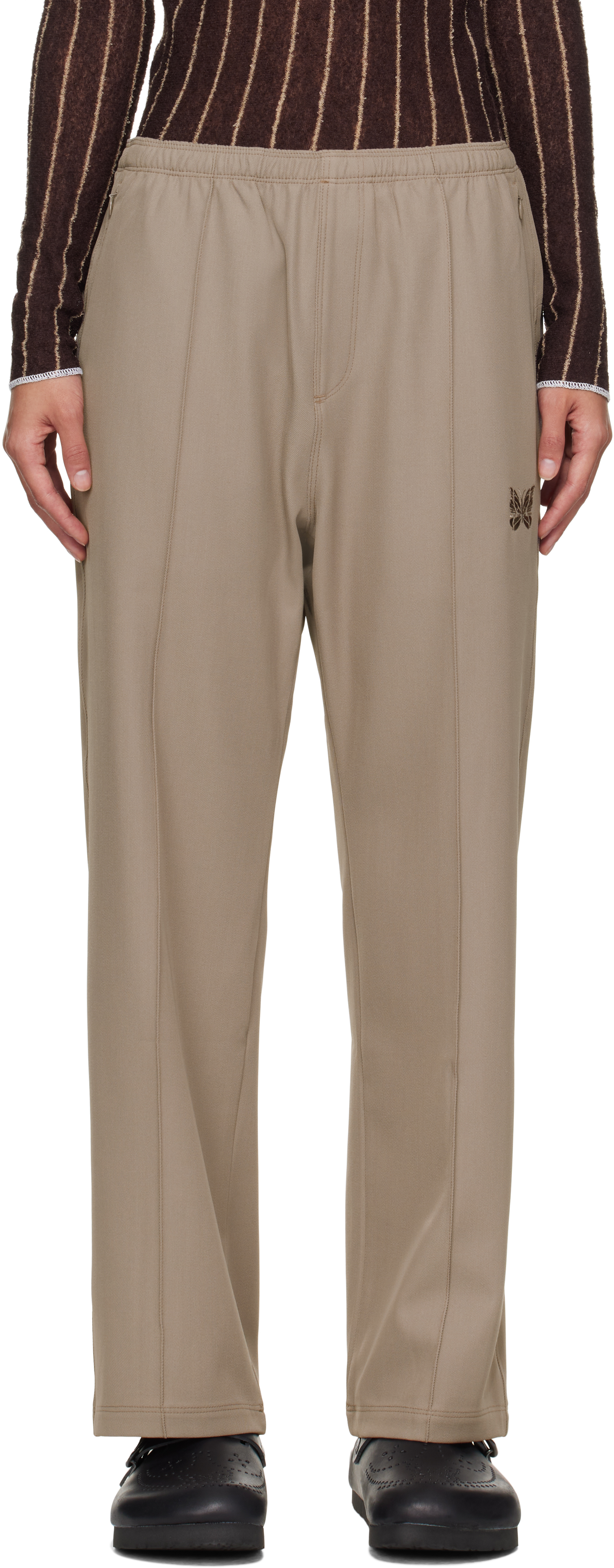 Shop Needles Taupe W.u. Straight Trousers In A-taupe