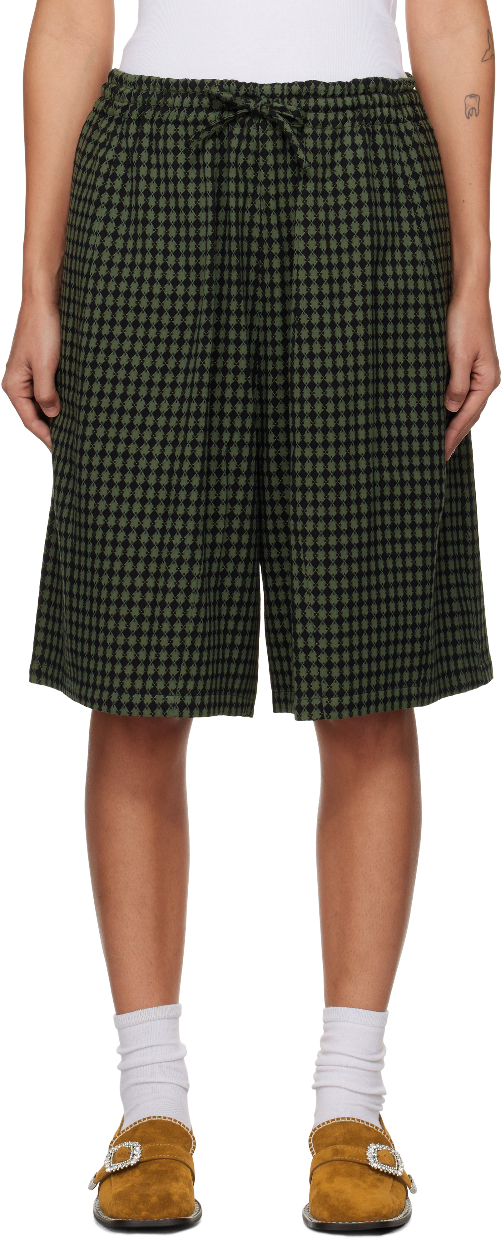 Khaki & Black H. D.P. Shorts