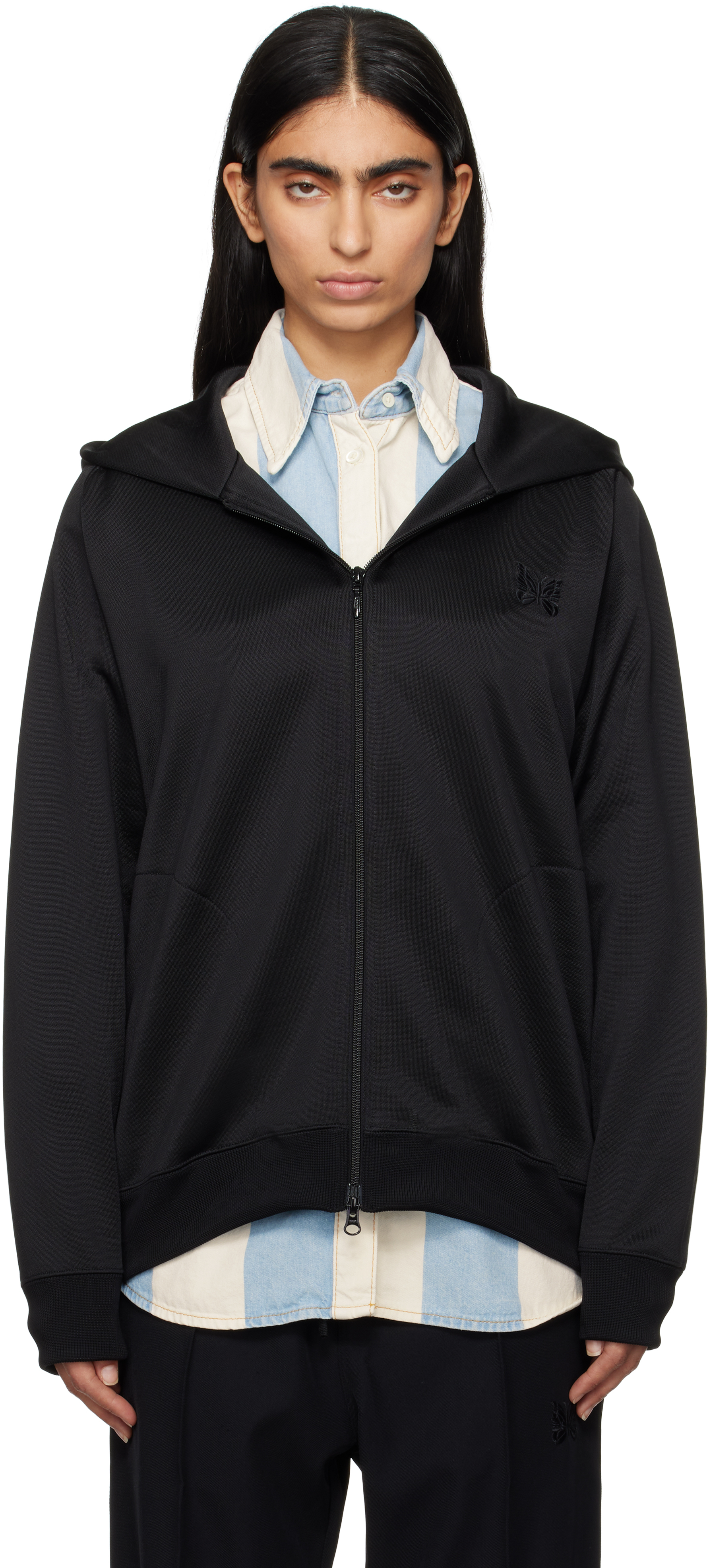 Needles Black Zipped Hoodie In C-black