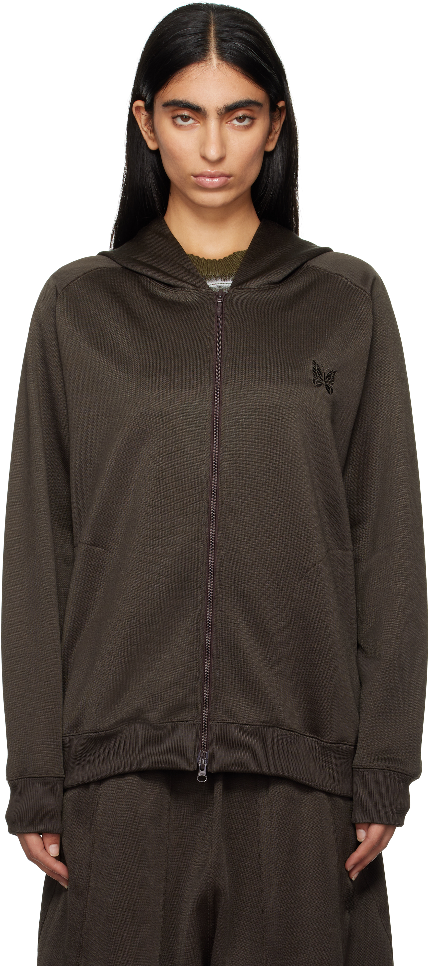 NEEDLES KHAKI ZIPPED HOODIE 