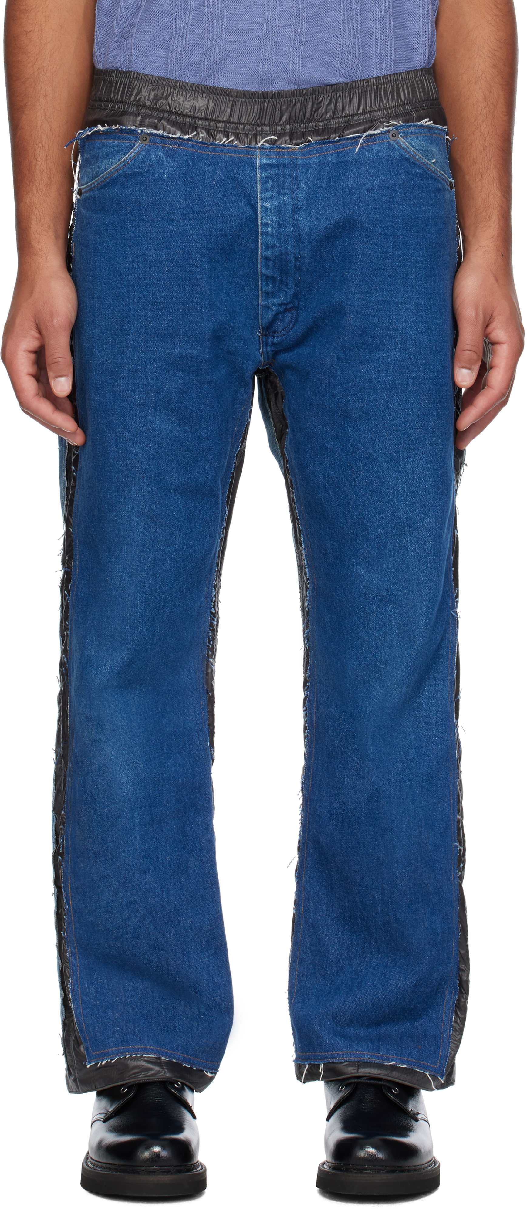 Shop Needles Indigo & Black Covered Jeans