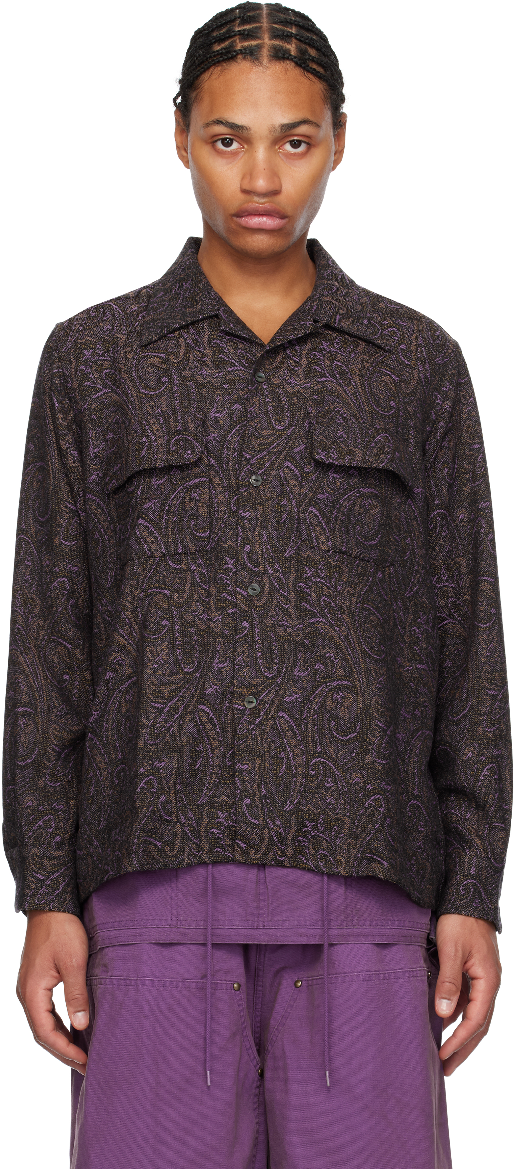 Needles Purple Classic Shirt In A-purple