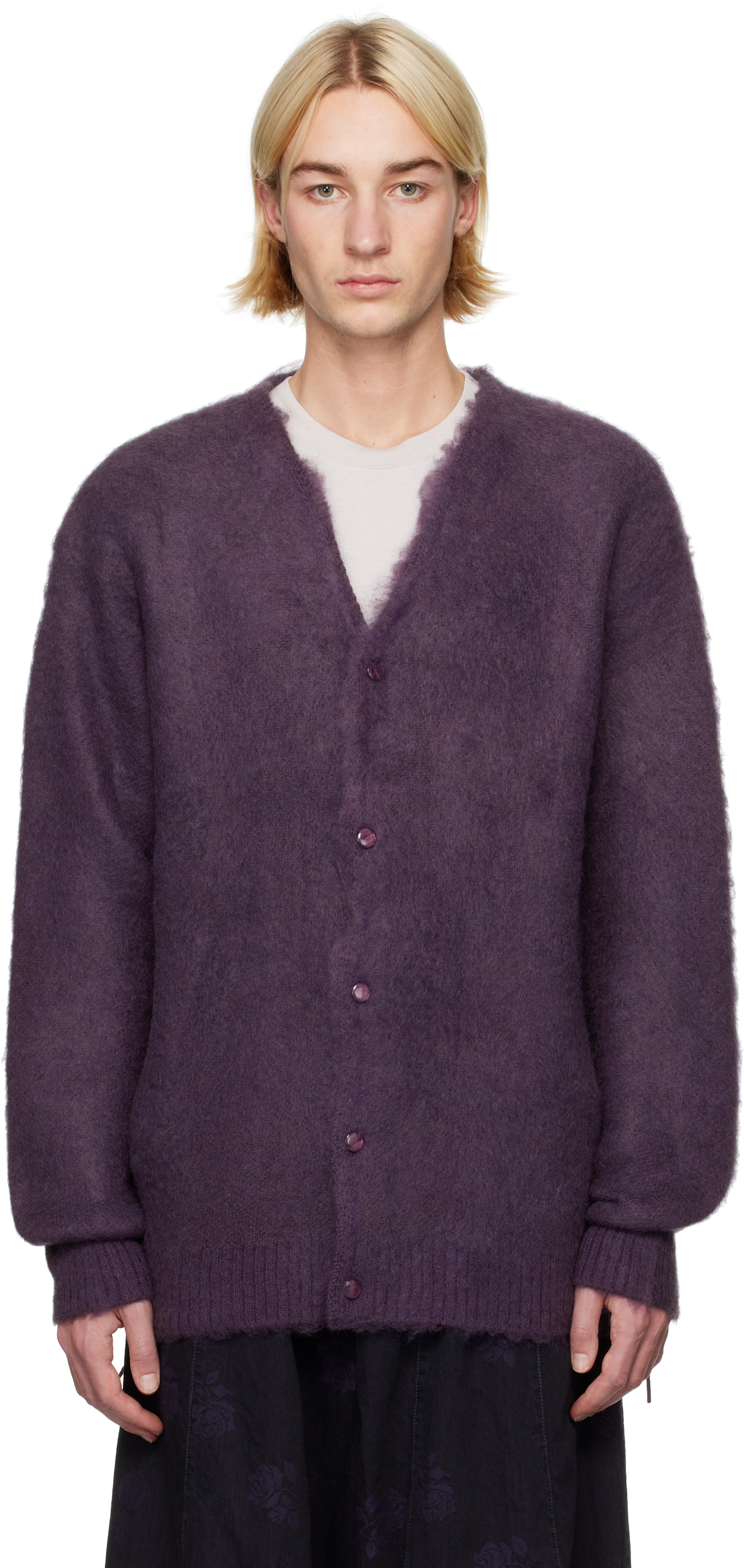 Shop Needles Purple Ep Mohair Cardigan In C-purple