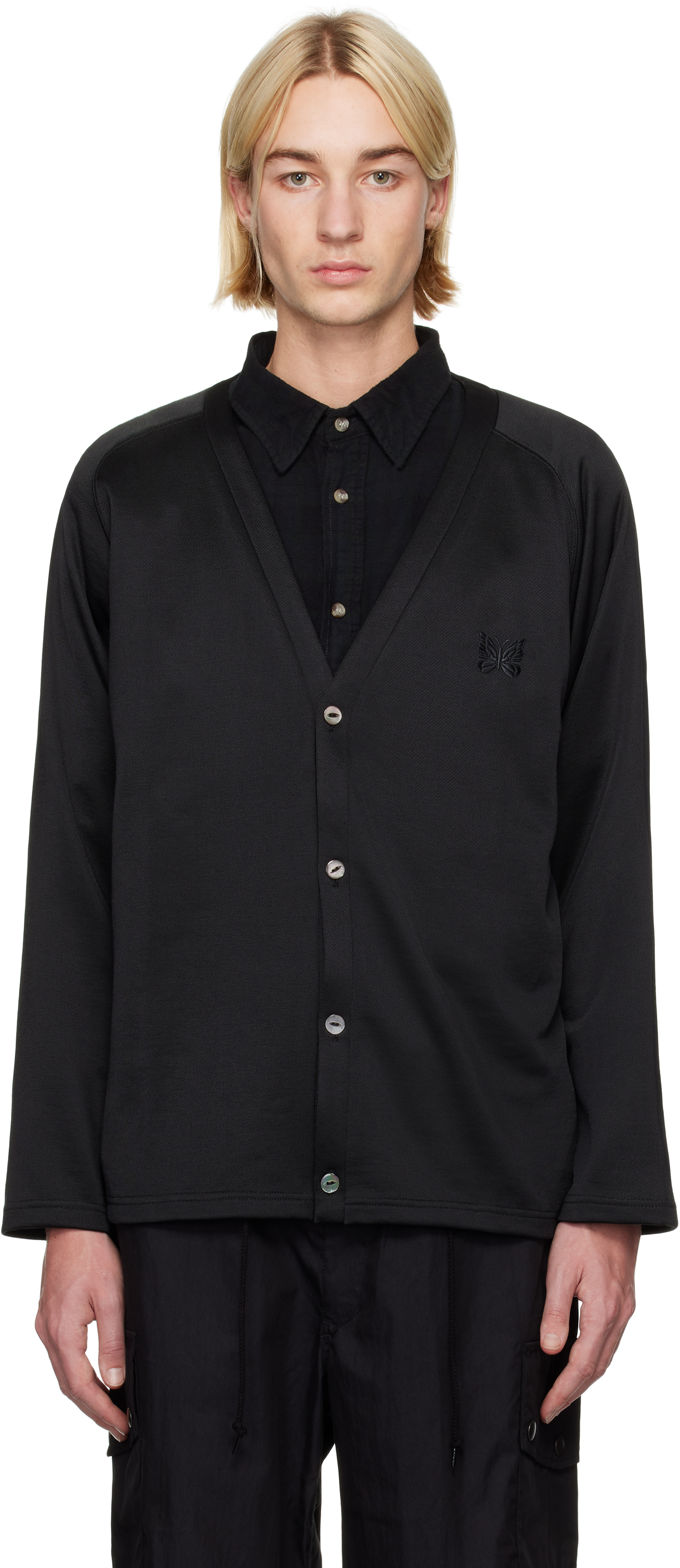 トップス NEEDLES 2024SS V Neck Cardigan L Needles embroidered-logo V-neck Cardigan | Purple | FARFETCH