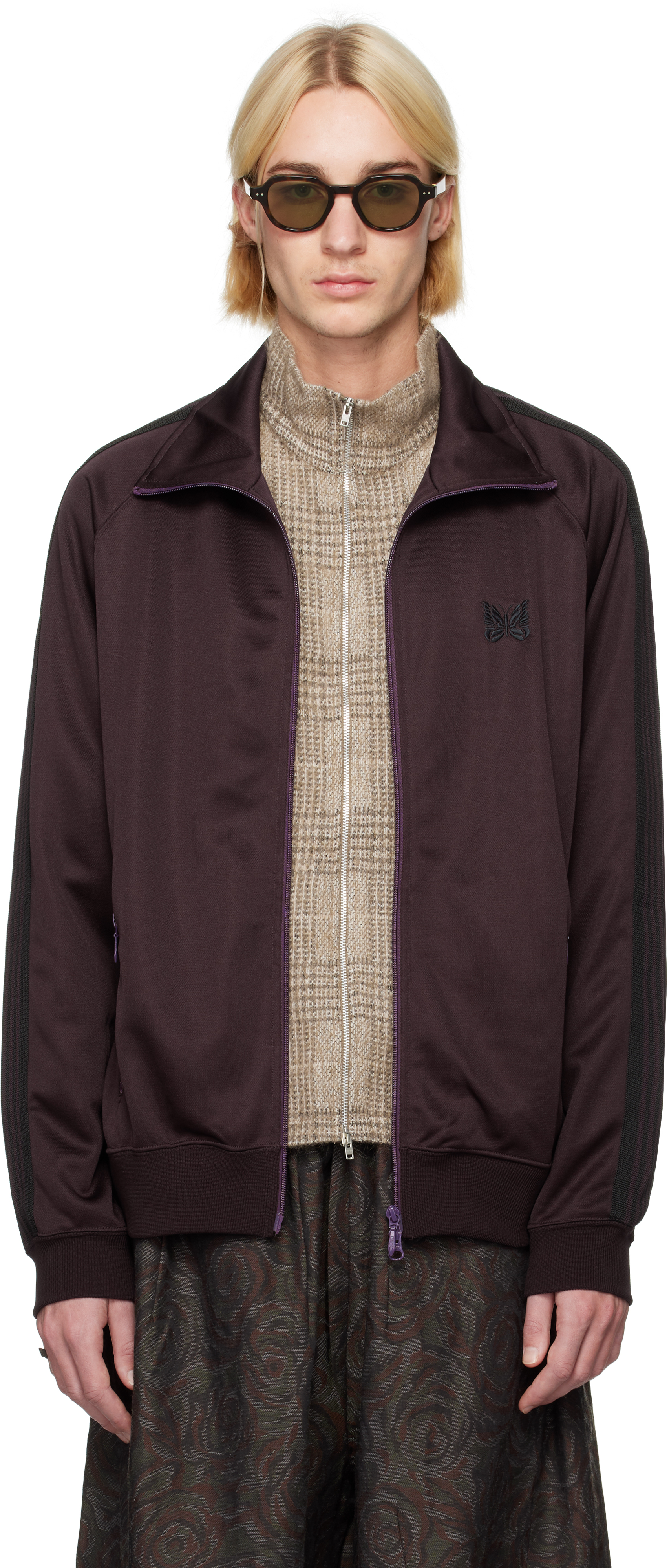 Brown Embroidered Track Jacket