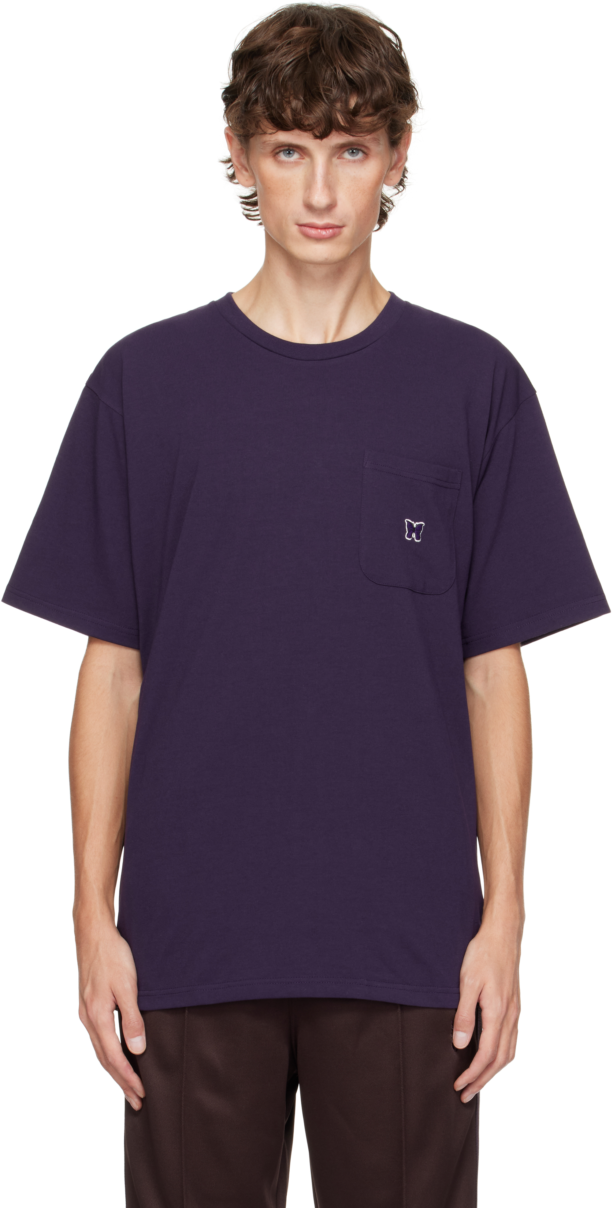 Purple Embroidered-Logo T-shirt