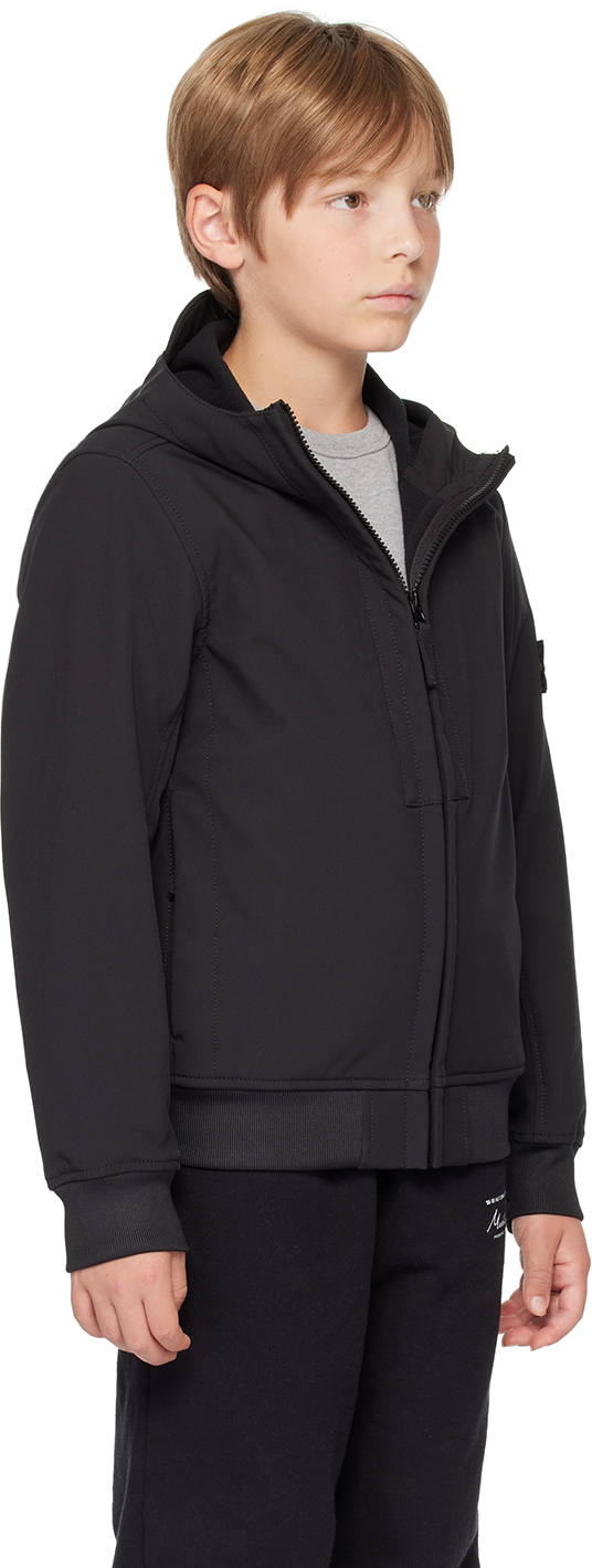 Stone Island Kids Black Logo Patch Jacket In V0029 Black