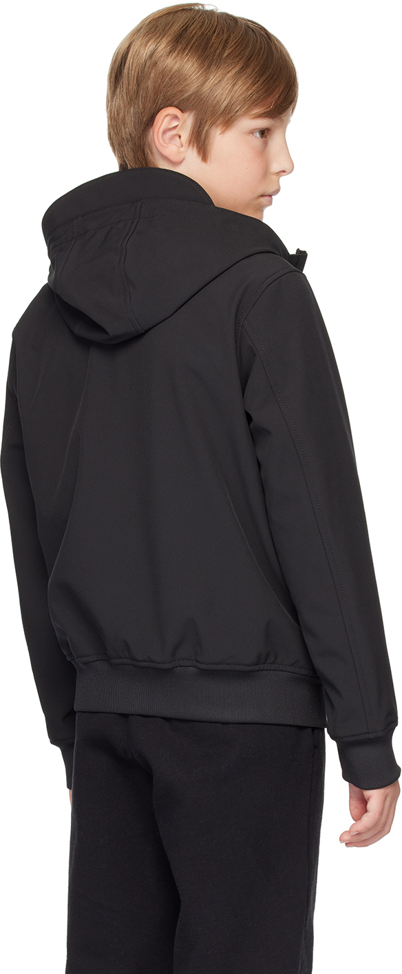Stone Island Kids Black Logo Patch Jacket In V0029 Black