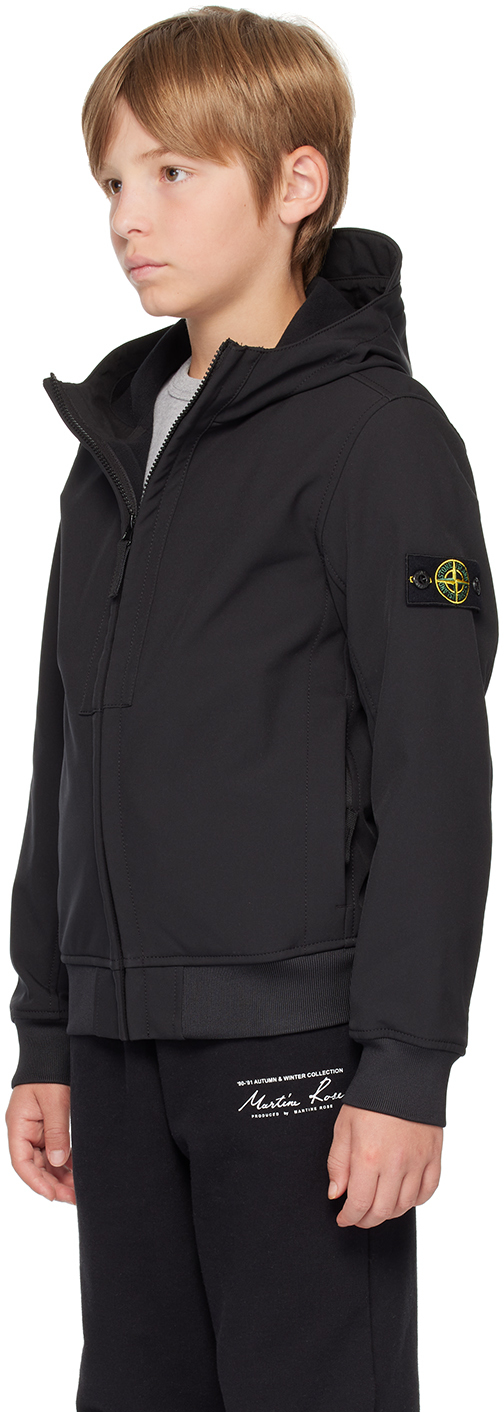 Stone Island Kids Black Logo Patch Jacket In V0029 Black