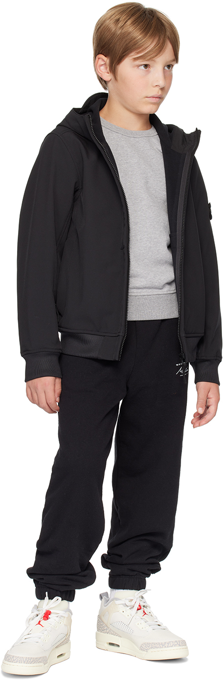 Stone Island Kids Black Logo Patch Jacket In V0029 Black