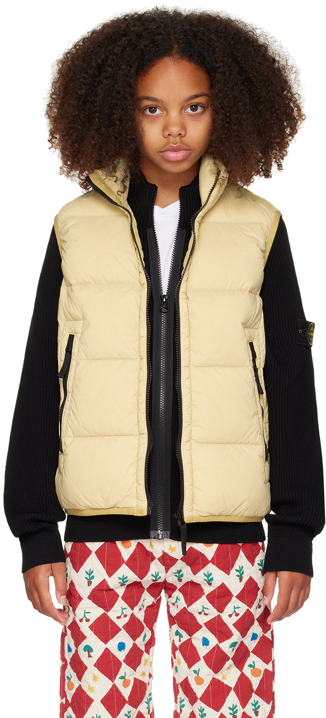 Stone Island Juniorのキッズ｜ベージュ ジッパー ダウンベストがセール中