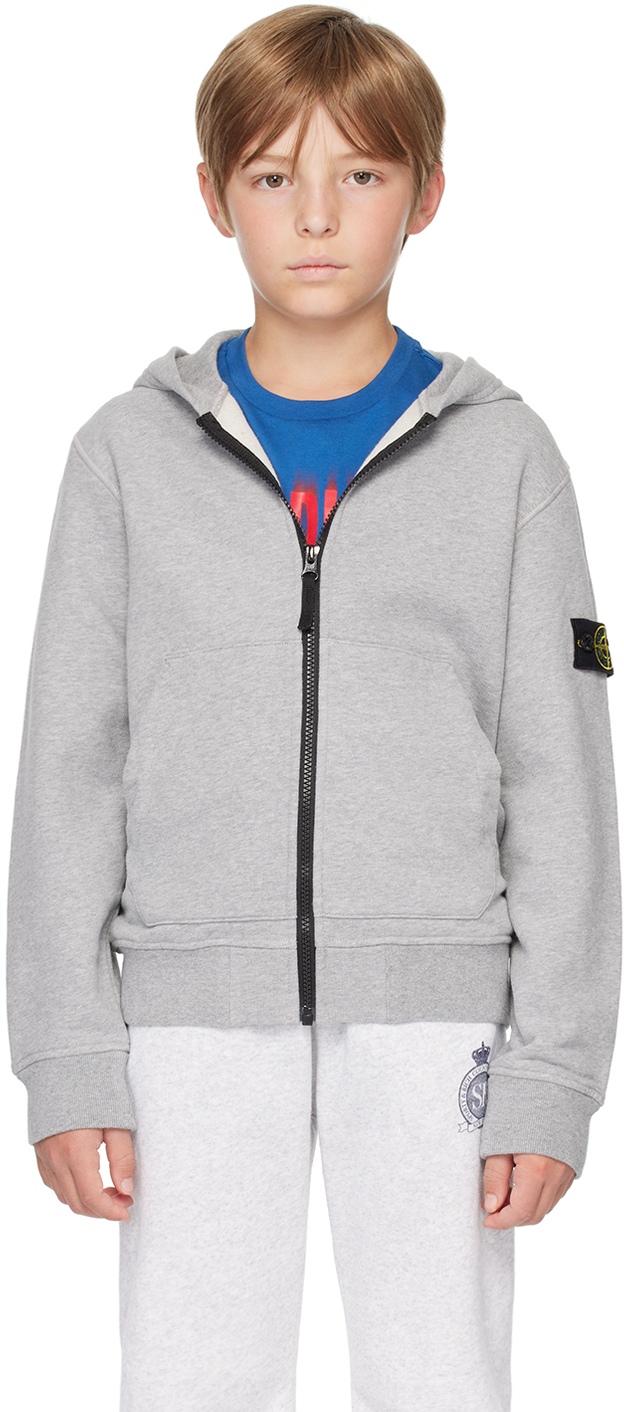 Grey stone island zip fashion hoodie