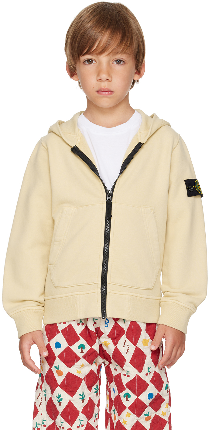 STONE ISLAND JUNIOR KIDS BEIGE ZIP HOODIE 