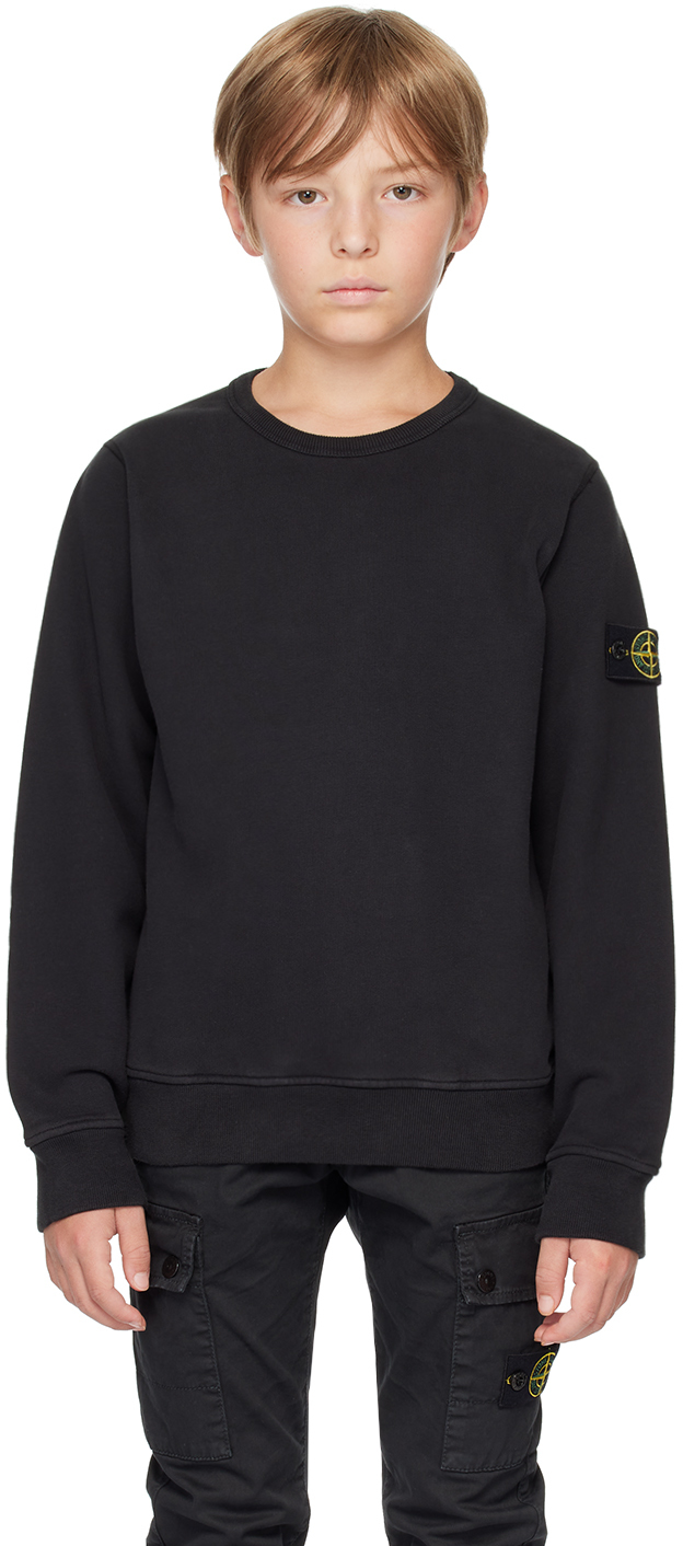 Kids Black Crewneck Sweatshirt by Stone Island Junior SSENSE Canada