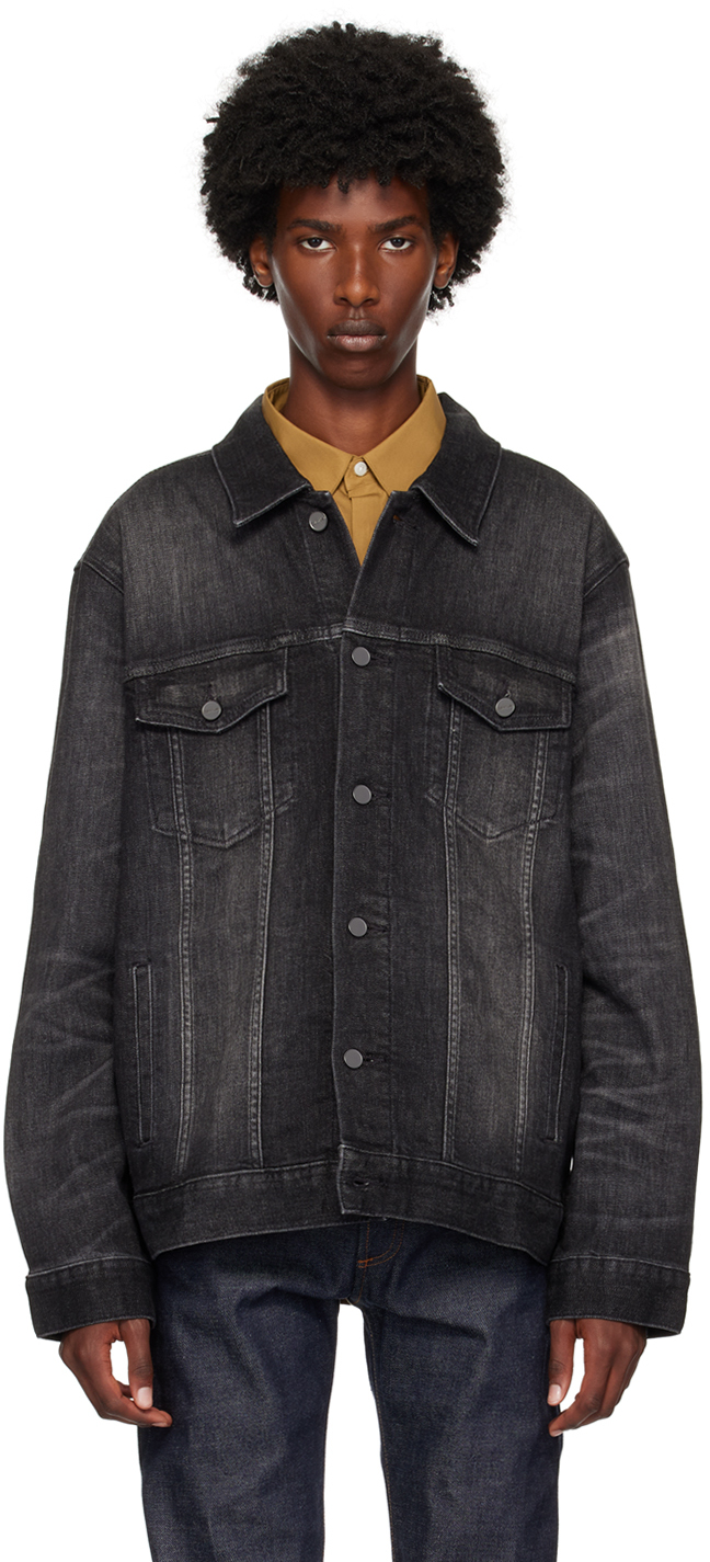 Shop Calvin Klein Black Elongated Denim Jacket In Midnight Stone