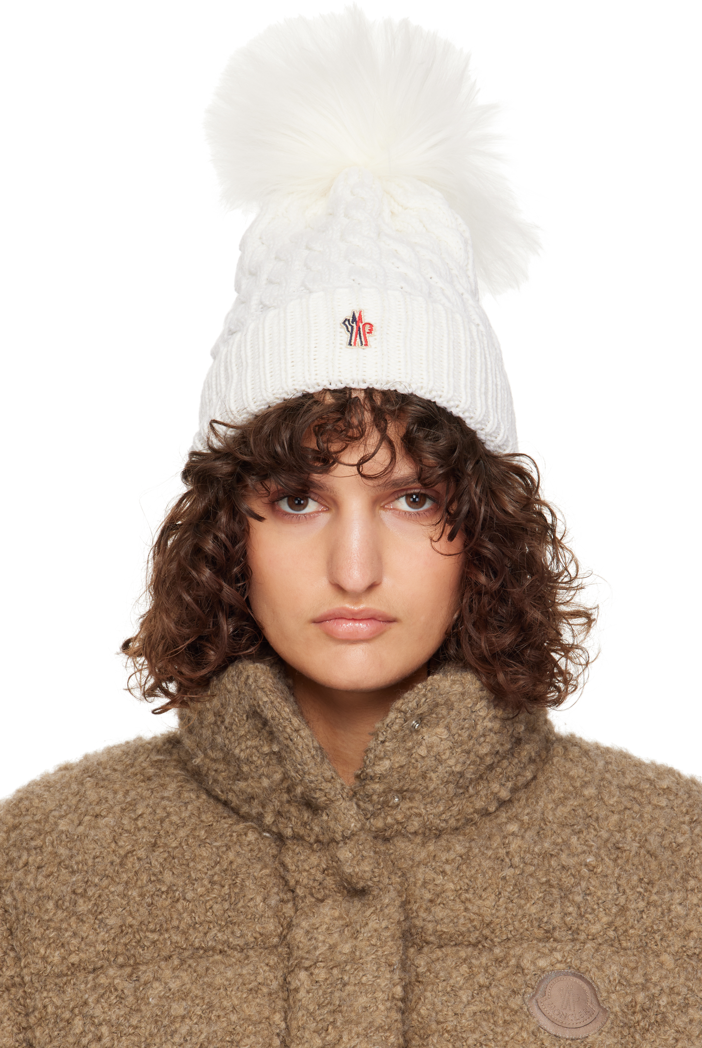 White Wool Pom Pom Beanie