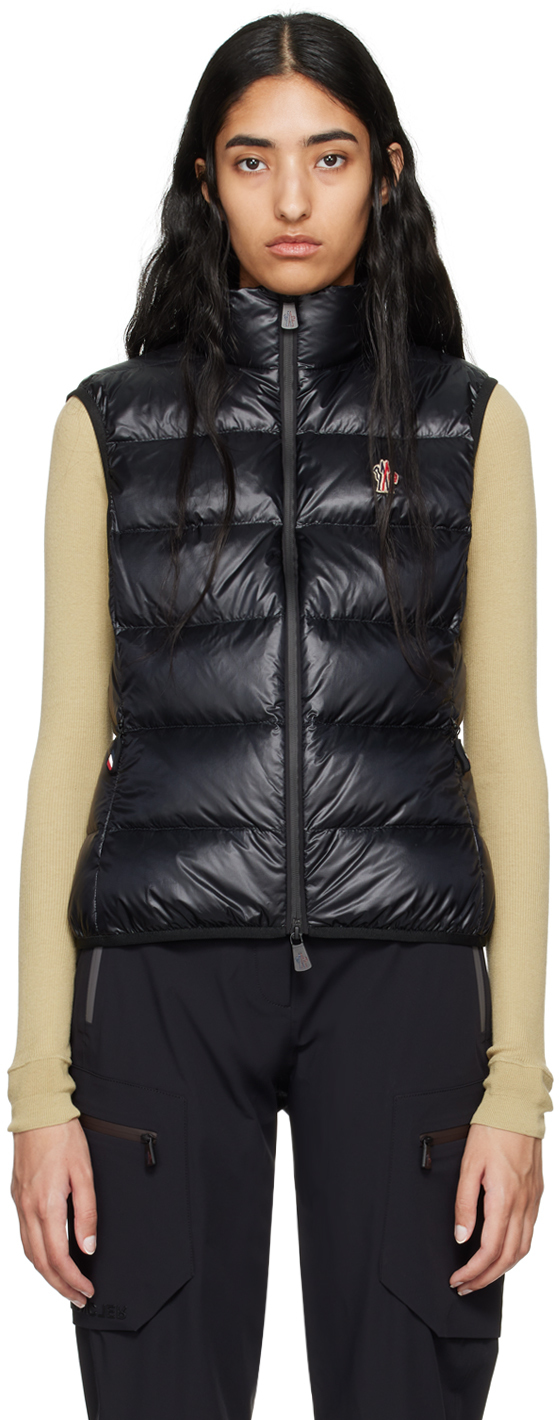 Shop Moncler Black Logo Patch Down Vest In 999 Black