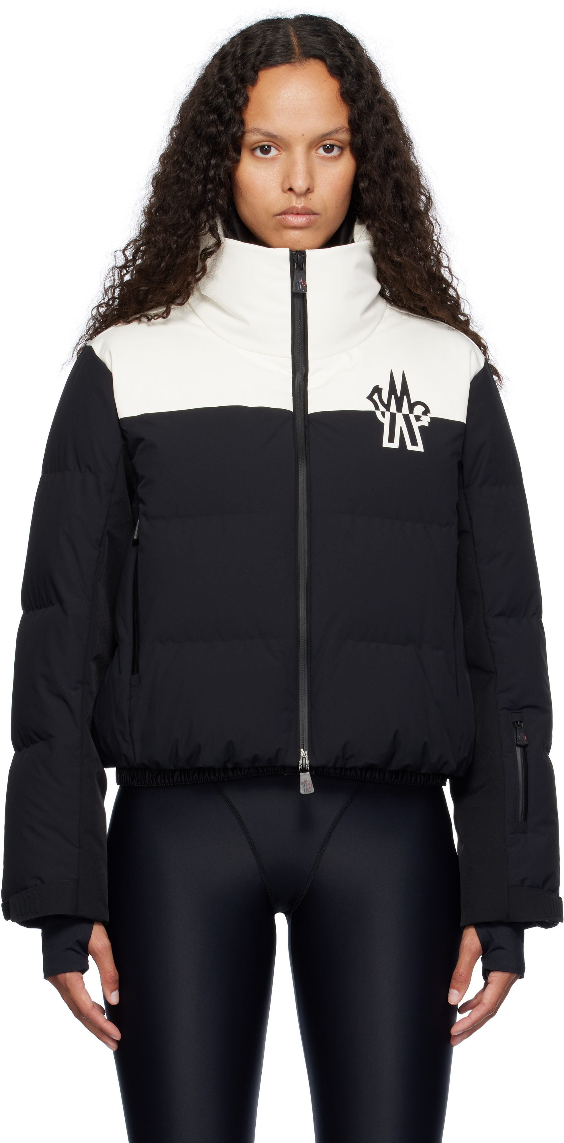 Shop Moncler Black & White Stennes Down Jacket In P90 Black-white