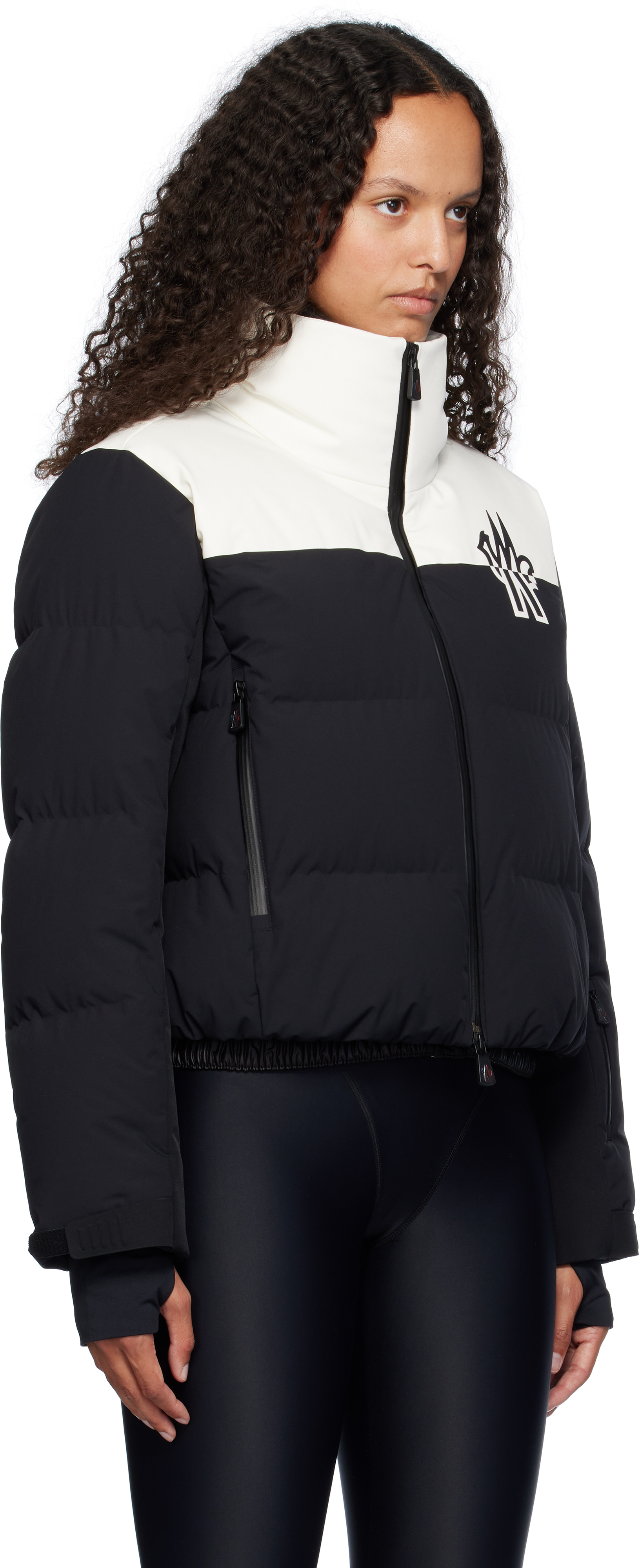 Shop Moncler Black & White Stennes Down Jacket In P90 Black-white