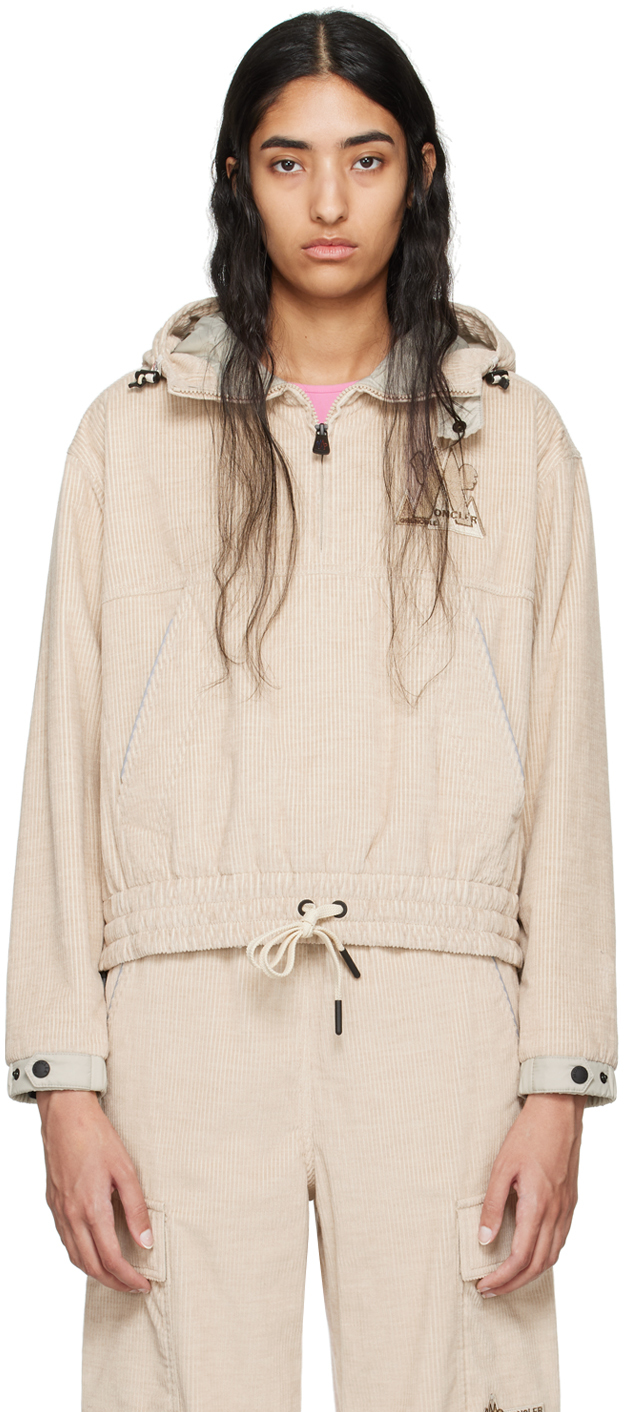 Moncler Grenoble: Beige Half-Zip Jacket | SSENSE