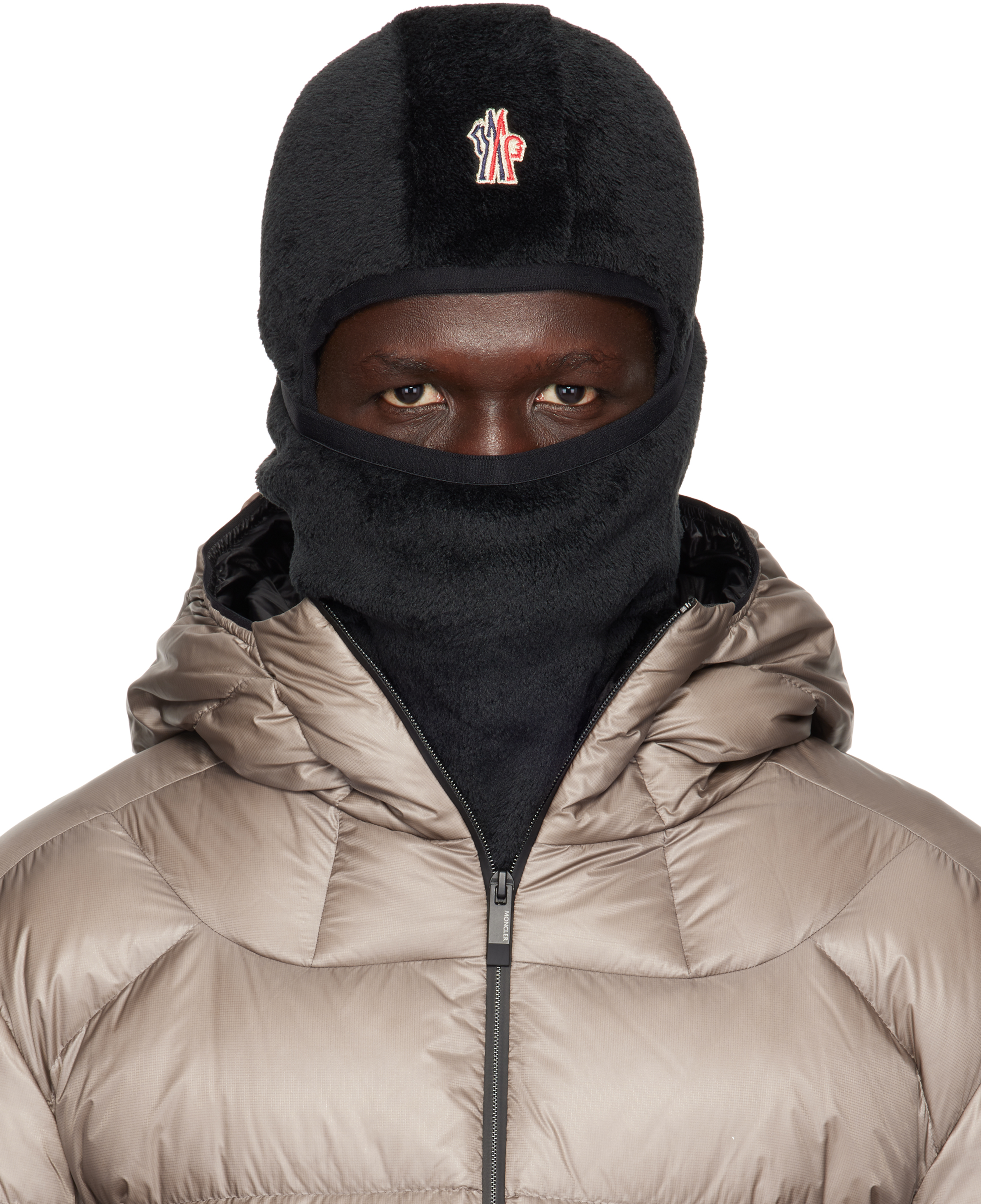 Moncler Grenoble: Black Velvet Fleece Balaclava | SSENSE