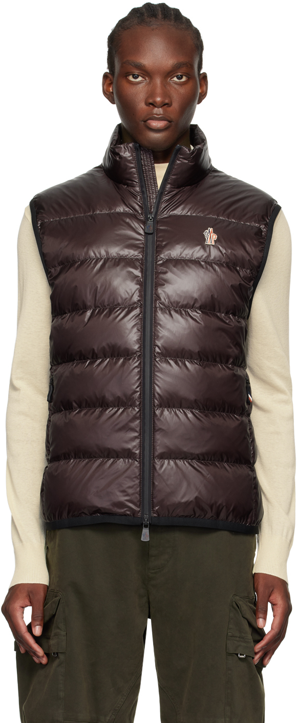 Shop Moncler Brown Paneled Down Vest In 48e - Brown