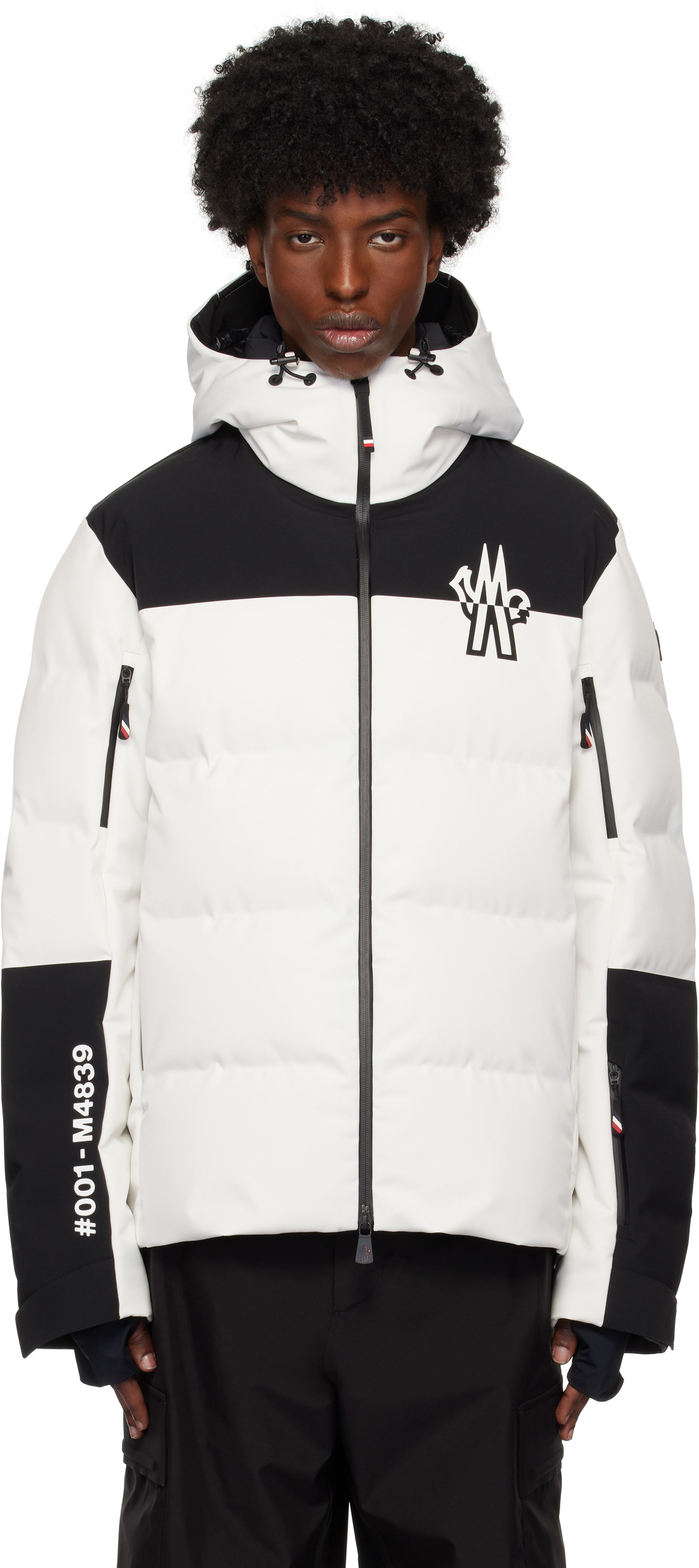 Shop Moncler Black & White Curtis Down Jacket In 21d - Ice