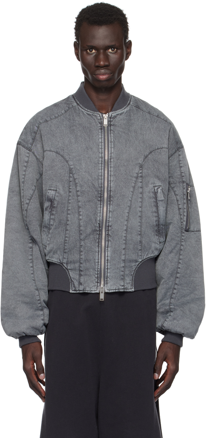 Gray Zip Bomber Jacket