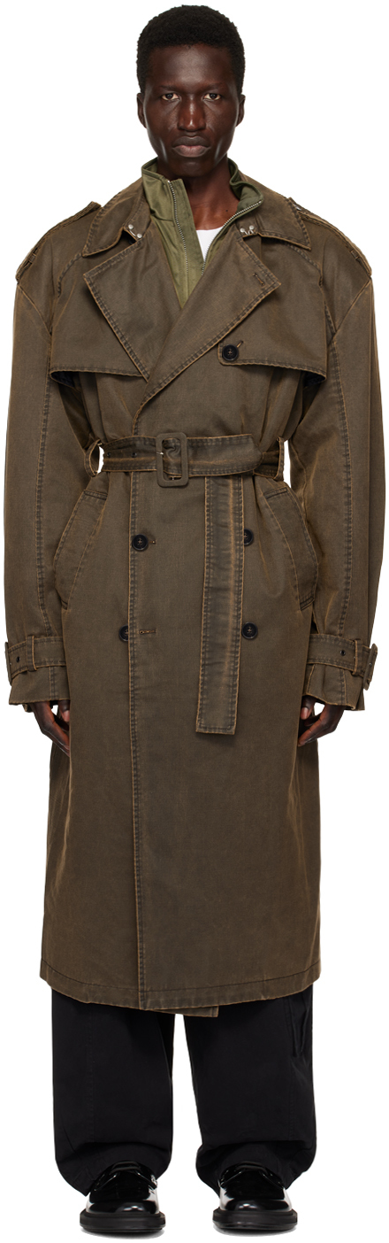 Brown Oversized Coated Trench Coat
