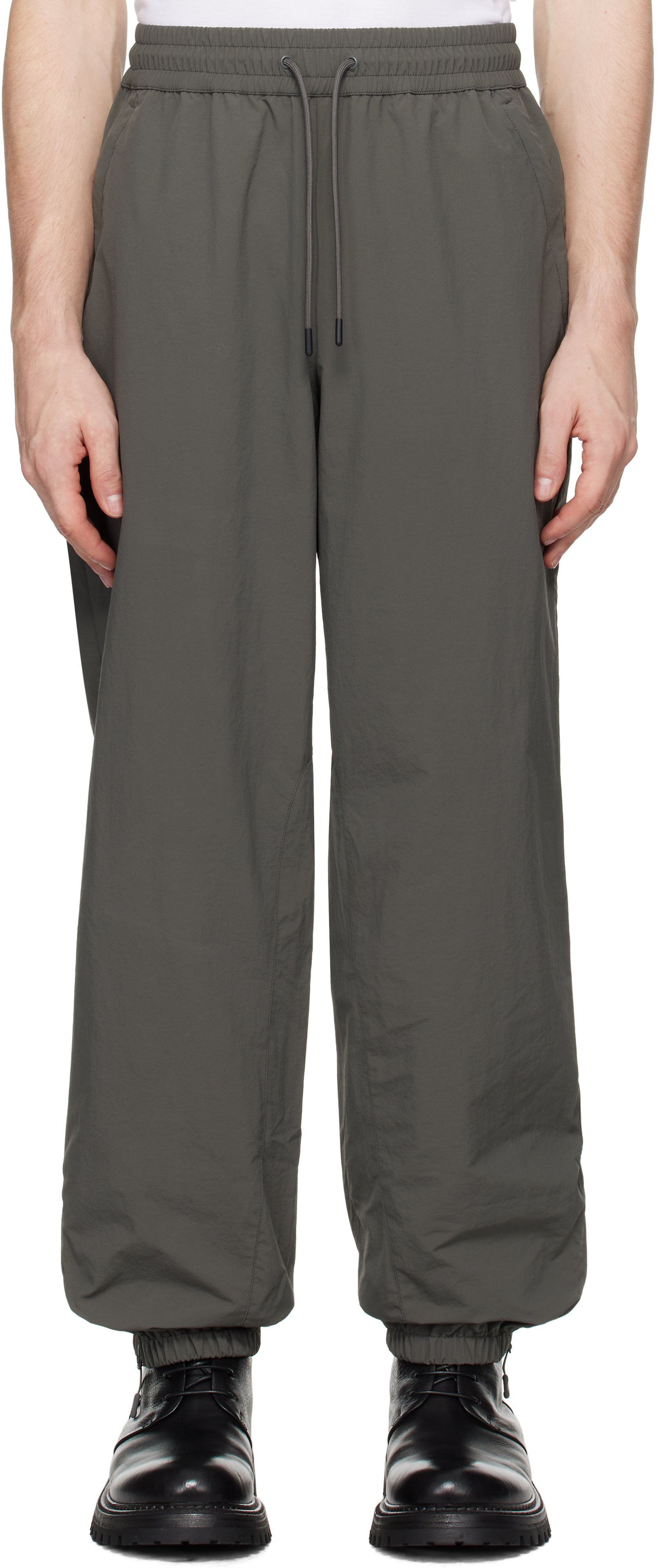 Shop Han Kjobenhavn Gray Regular Track Pants In Ash Grey