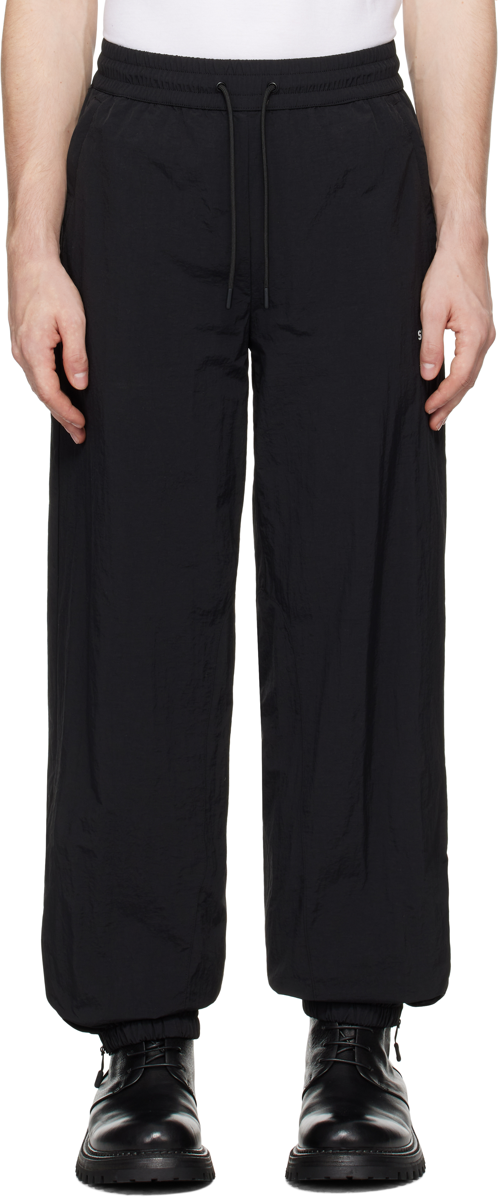 Shop Han Kjobenhavn Black Regular Track Pants In Anthracite Black