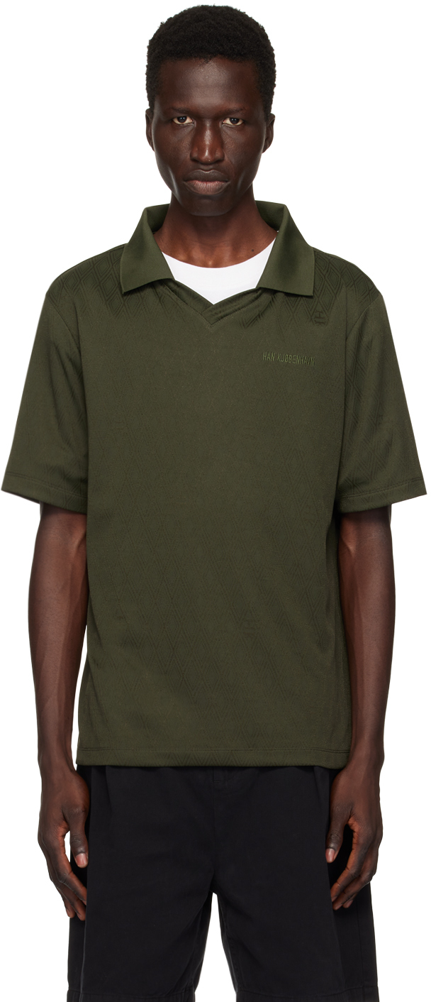 Shop Han Kjobenhavn Green Football Polo In Dark Green