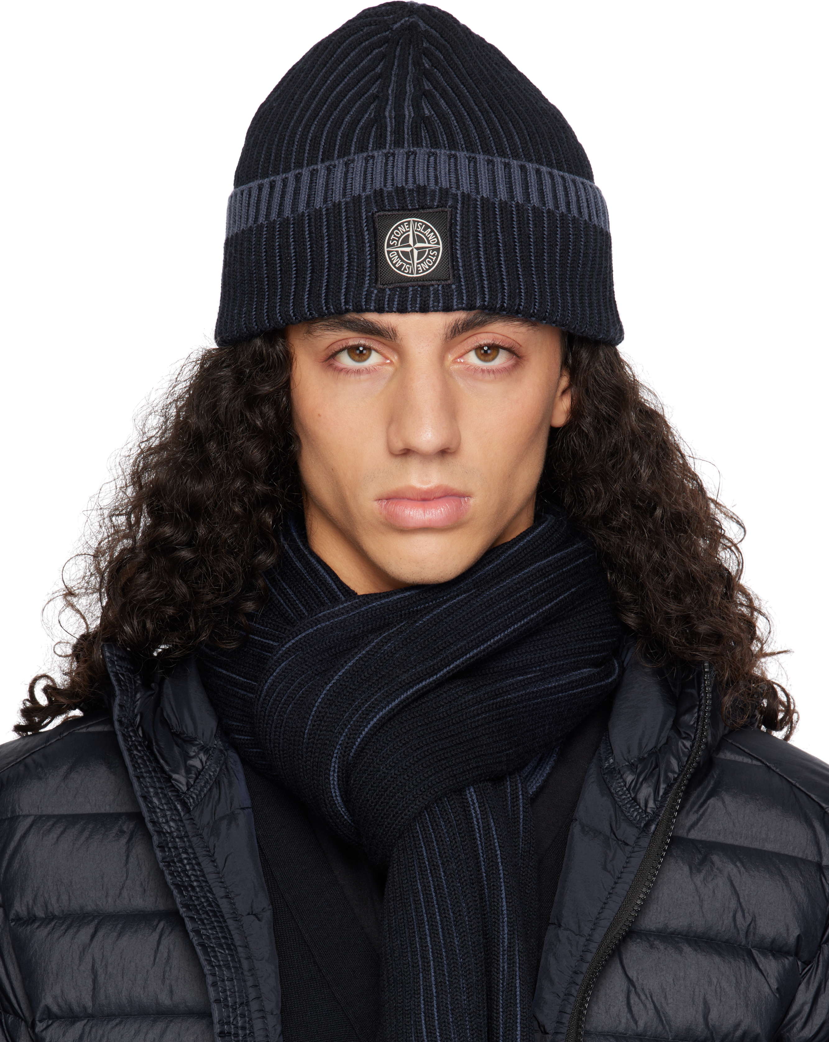 Stone island beanie hat with badge online